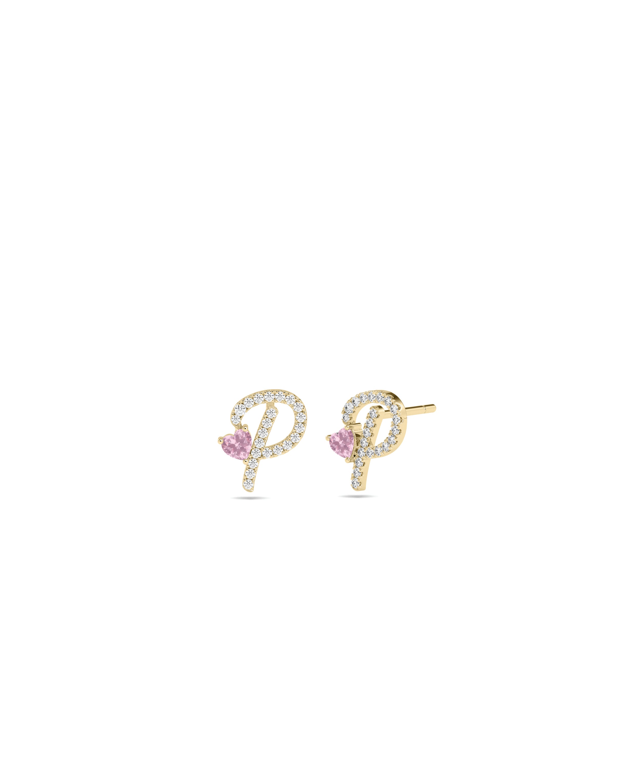 Diamond Initial with Solitaire Stud Earrings - everyday jewelry