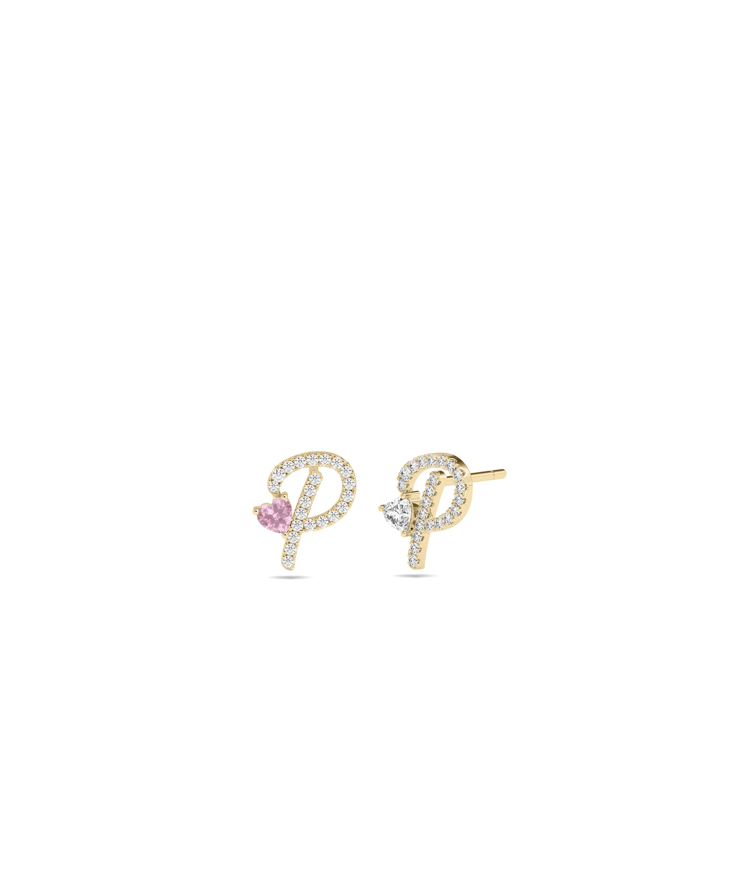 Diamond Initial with Solitaire Stud Earrings - everyday jewelry