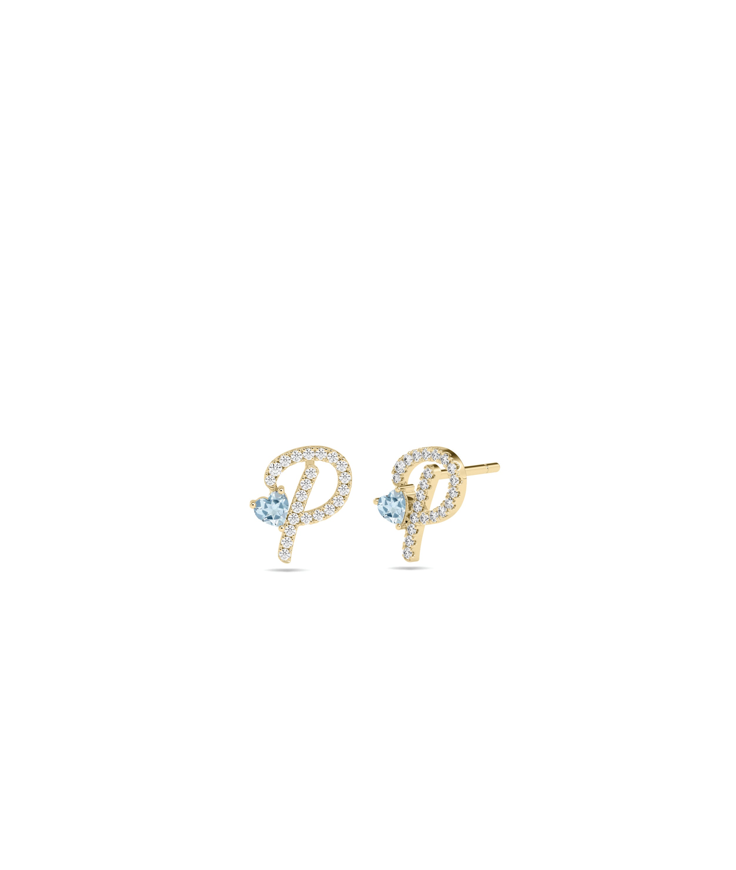 Diamond Initial with Solitaire Stud Earrings - everyday jewelry