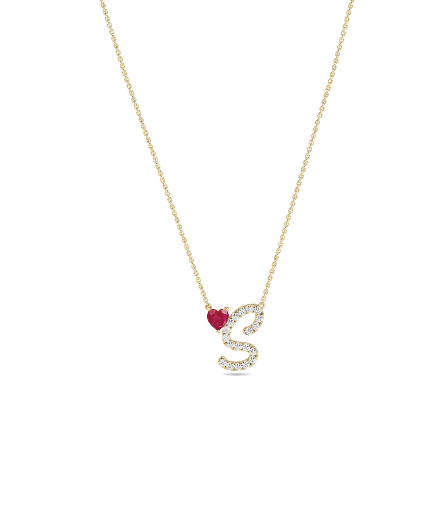 Diamond Initial with Solitaire Necklace - diamond necklace