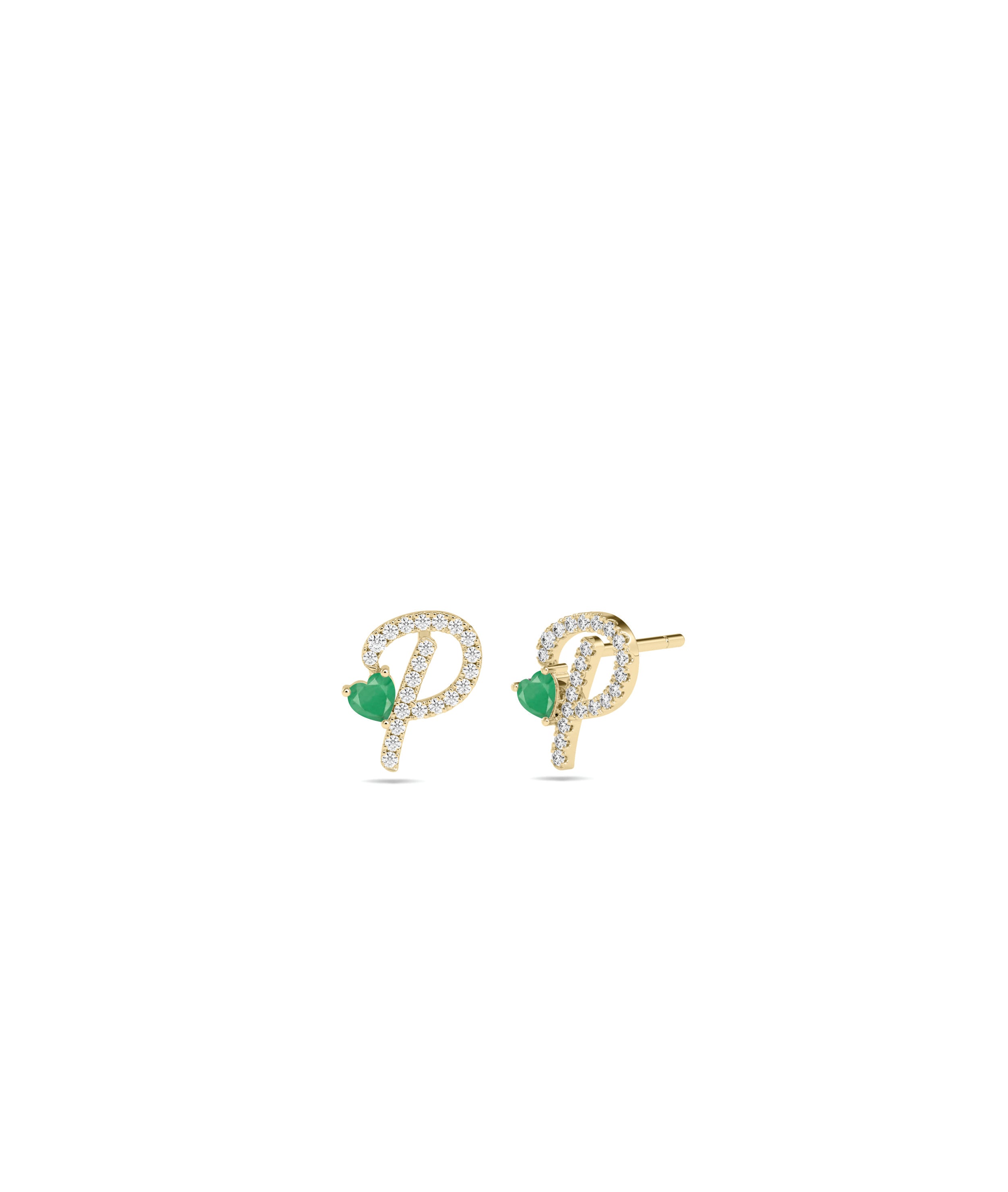 Diamond Initial with Solitaire Stud Earrings - everyday jewelry