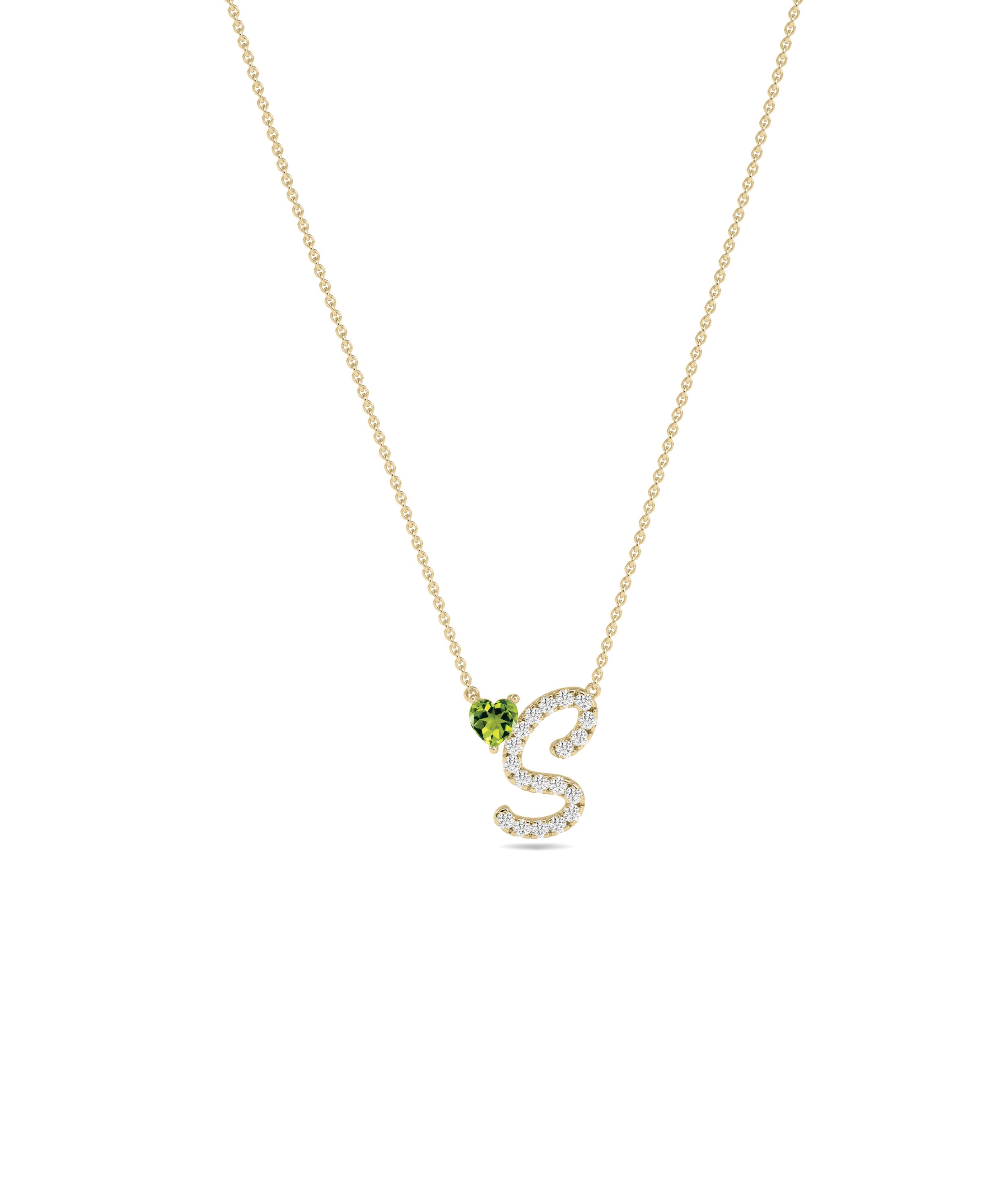 Diamond Initial with Solitaire Necklace - diamond necklace