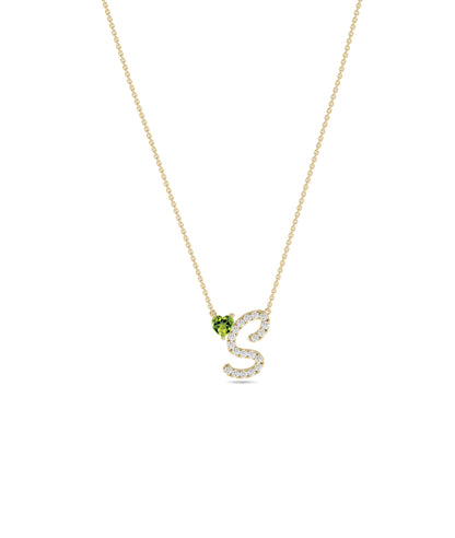 Diamond Initial with Solitaire Necklace - diamond necklace