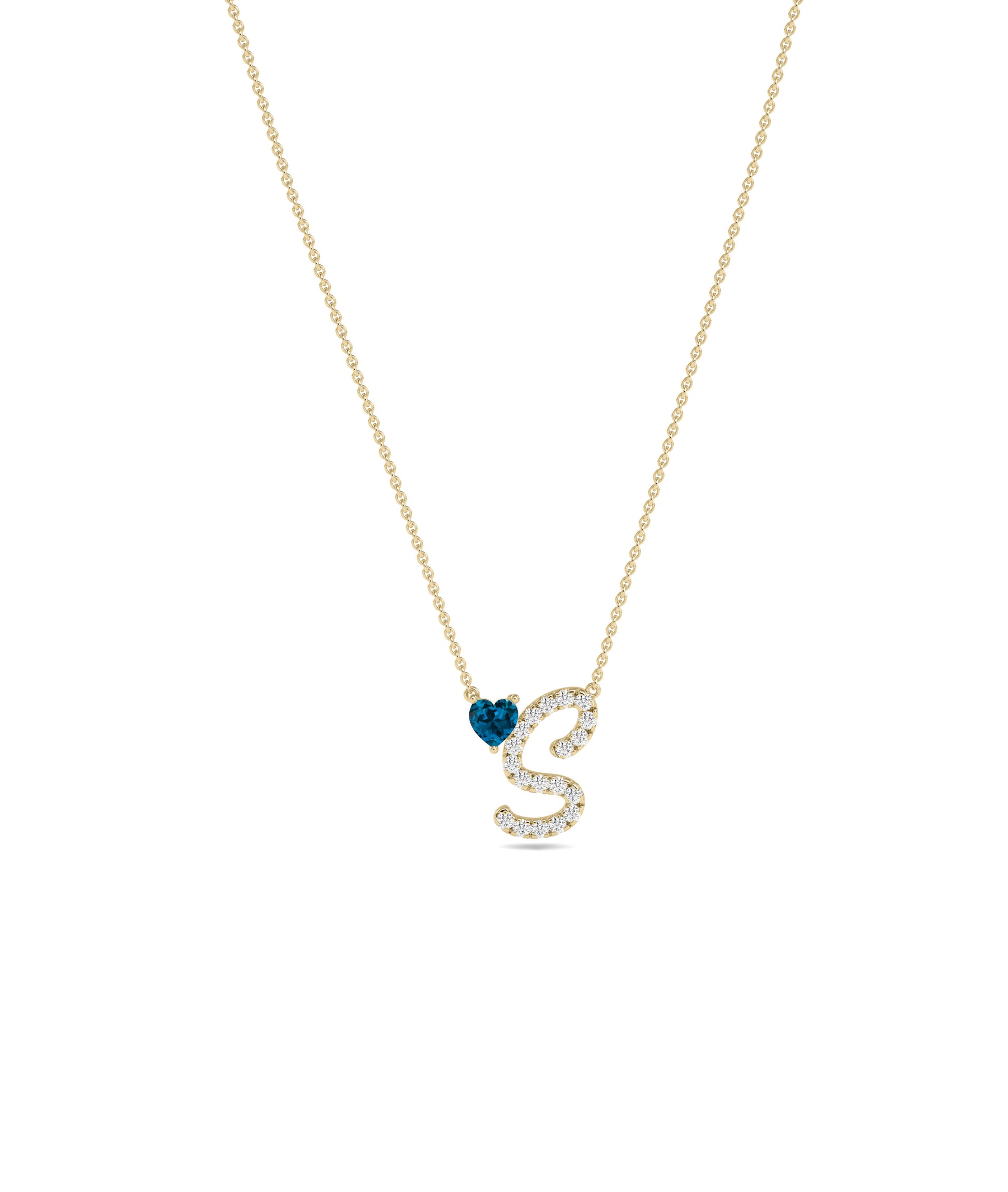 Diamond Initial with Solitaire Necklace - diamond necklace