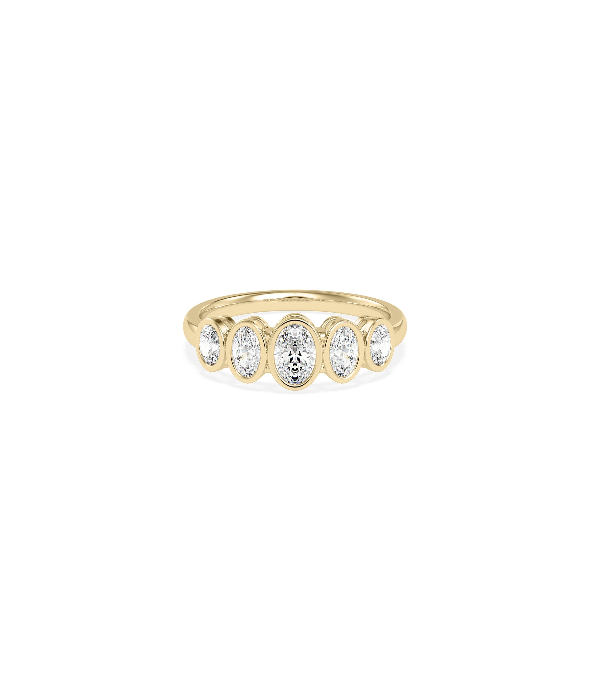 5 Stone Graduating Bezel Set Oval Diamond Band Ring | Everyday Jewelry