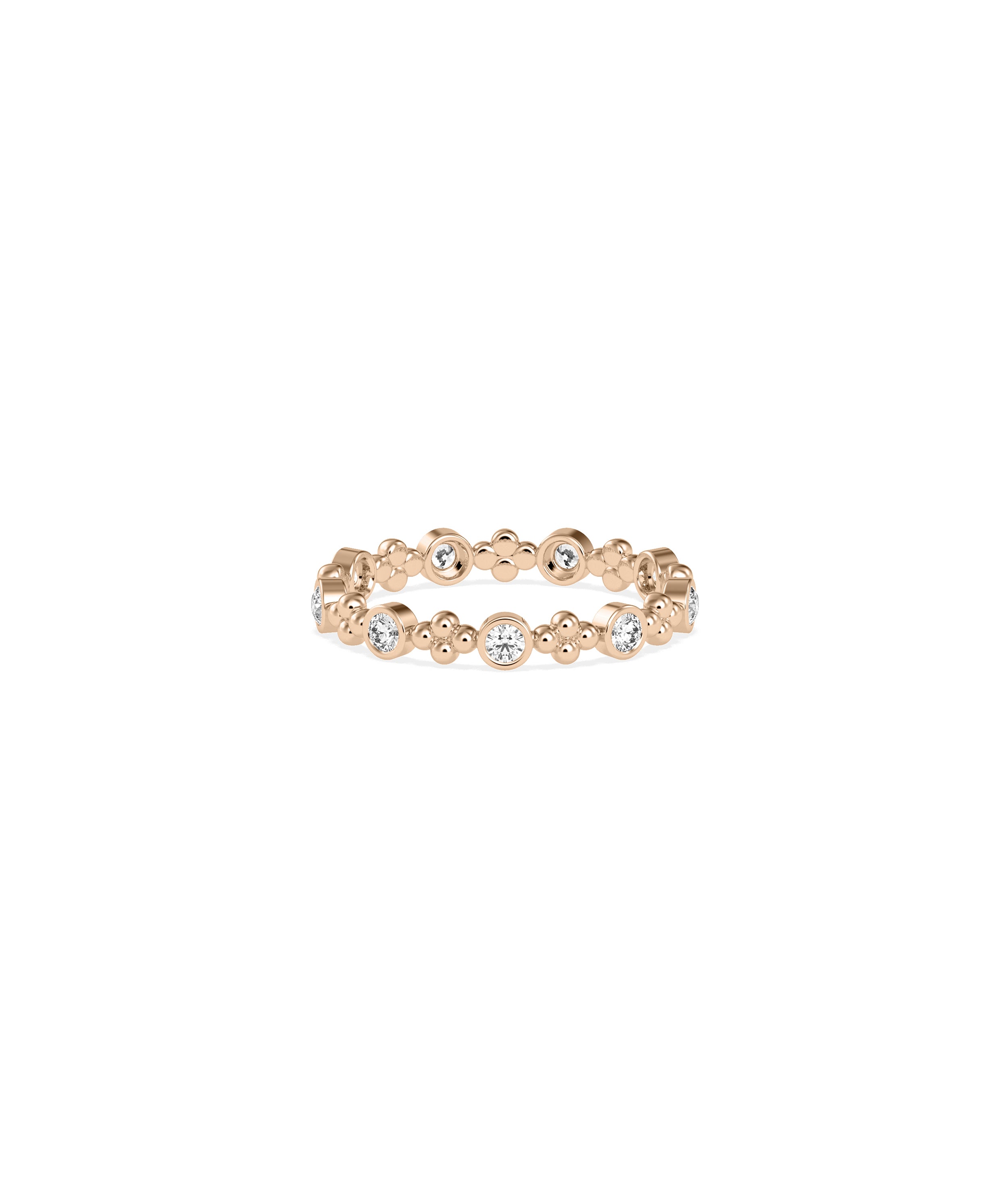 Diamond and Gold Bead Station Eternity Band Ring | Diamond Band Rings 