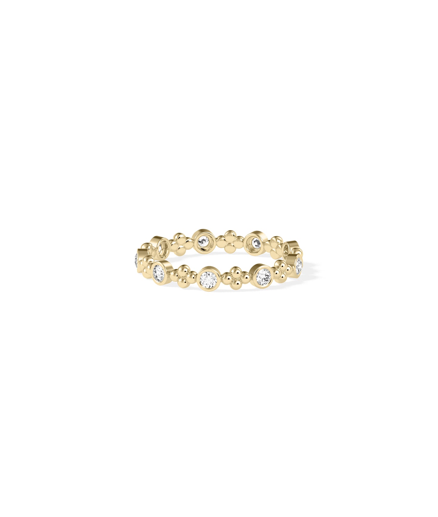 Diamond and Gold Bead Station Eternity Band Ring | Diamond Band Rings 