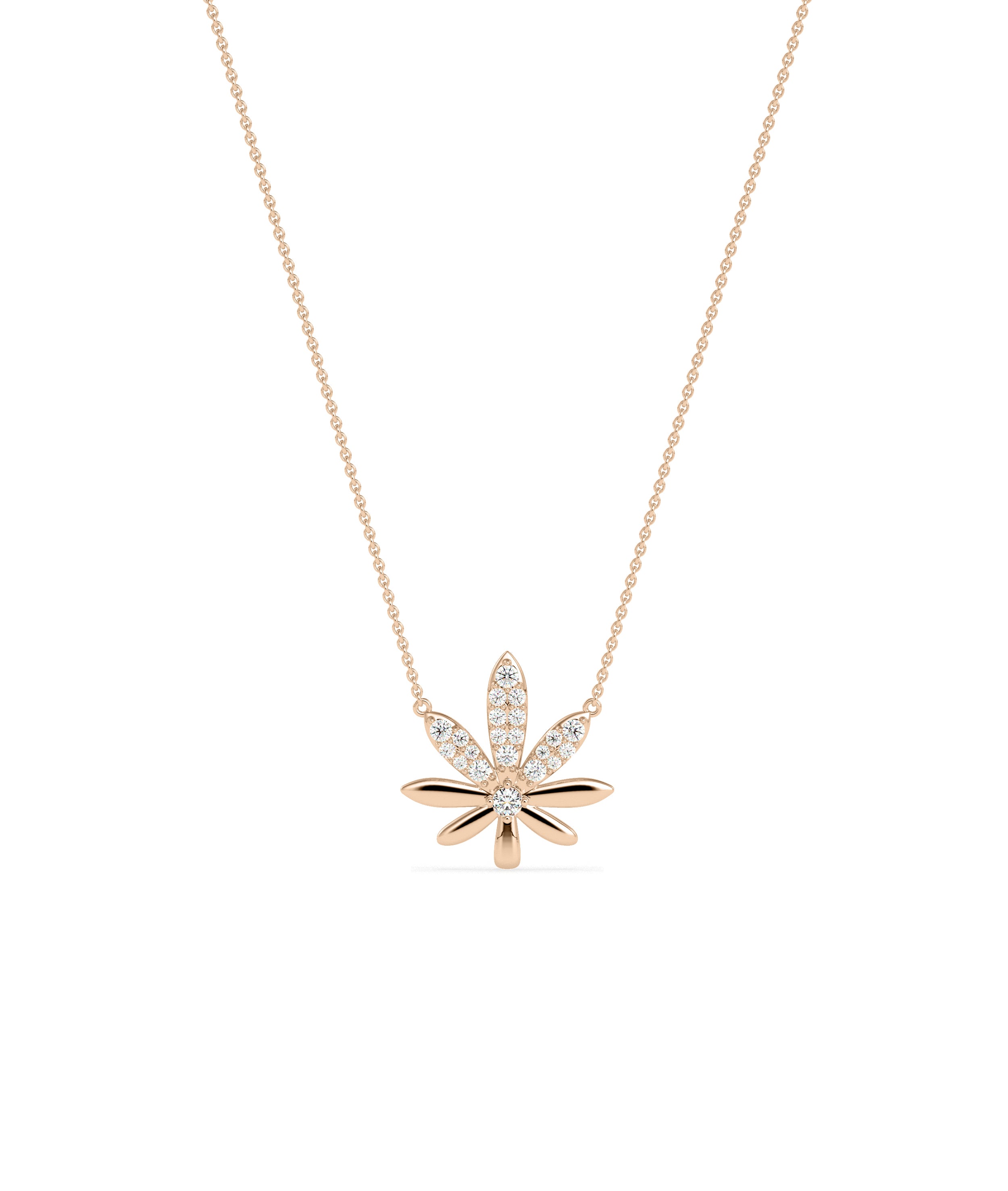 Diamond Pave Leaf Necklace