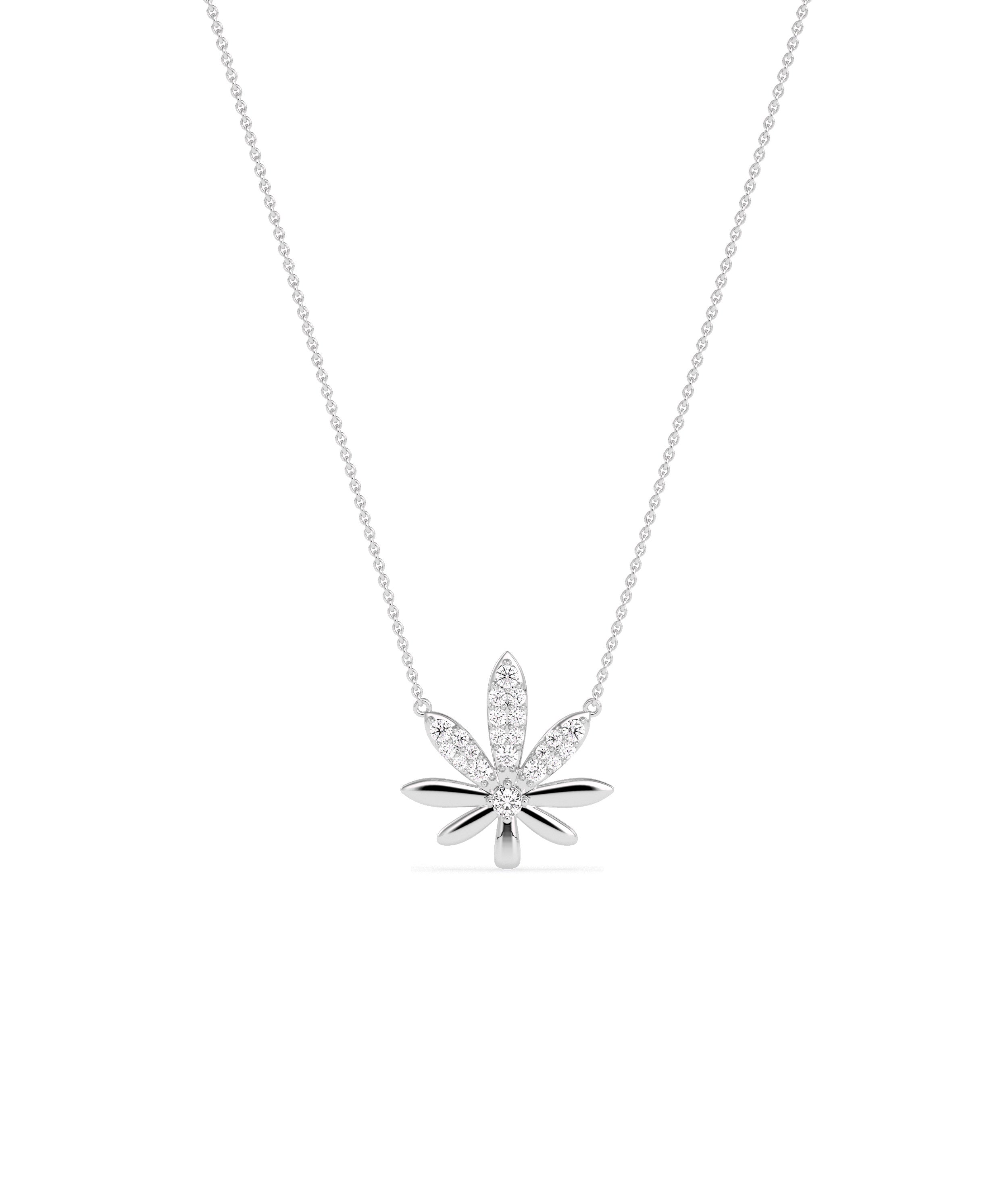 Diamond Pave Leaf Necklace