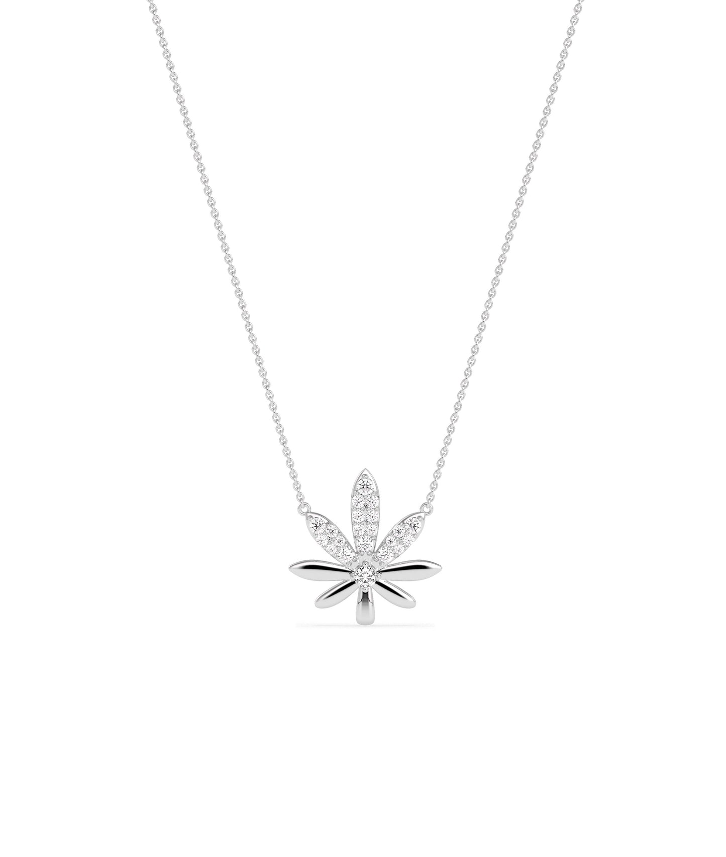 Diamond Pave Leaf Necklace