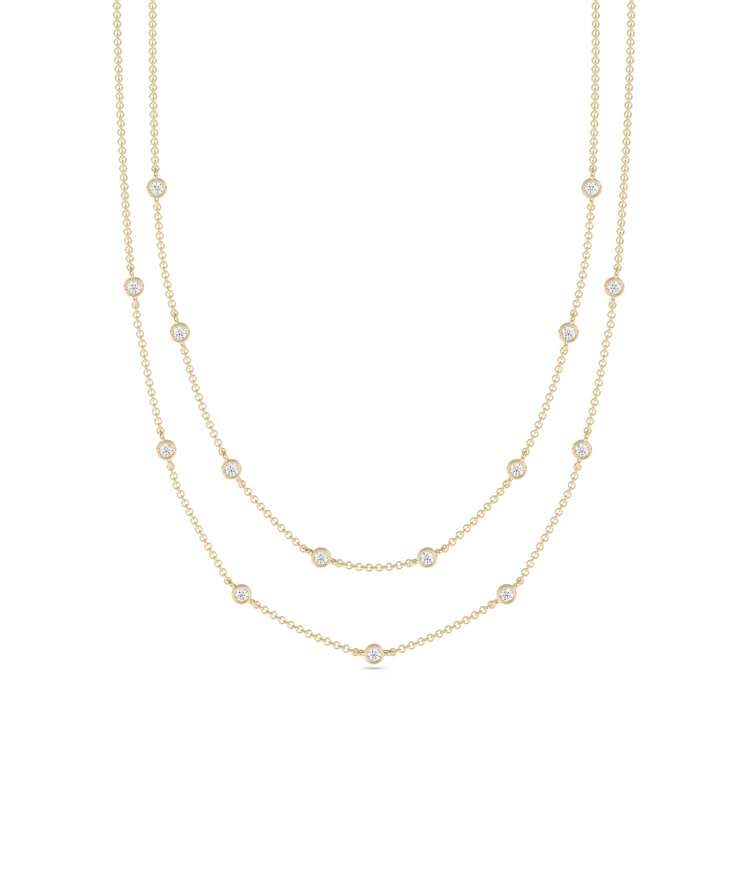 Layered Diamond Bezel Station Necklace