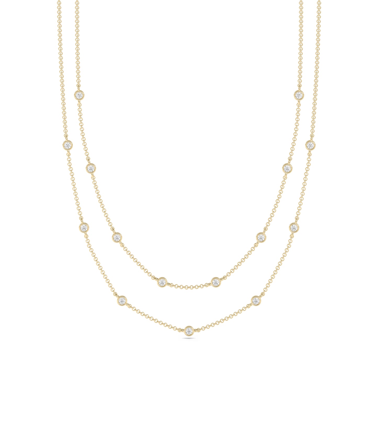 Layered Diamond Bezel Station Necklace