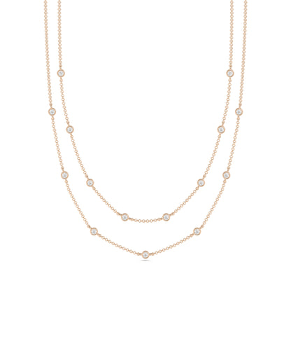 Layered Diamond Bezel Station Necklace