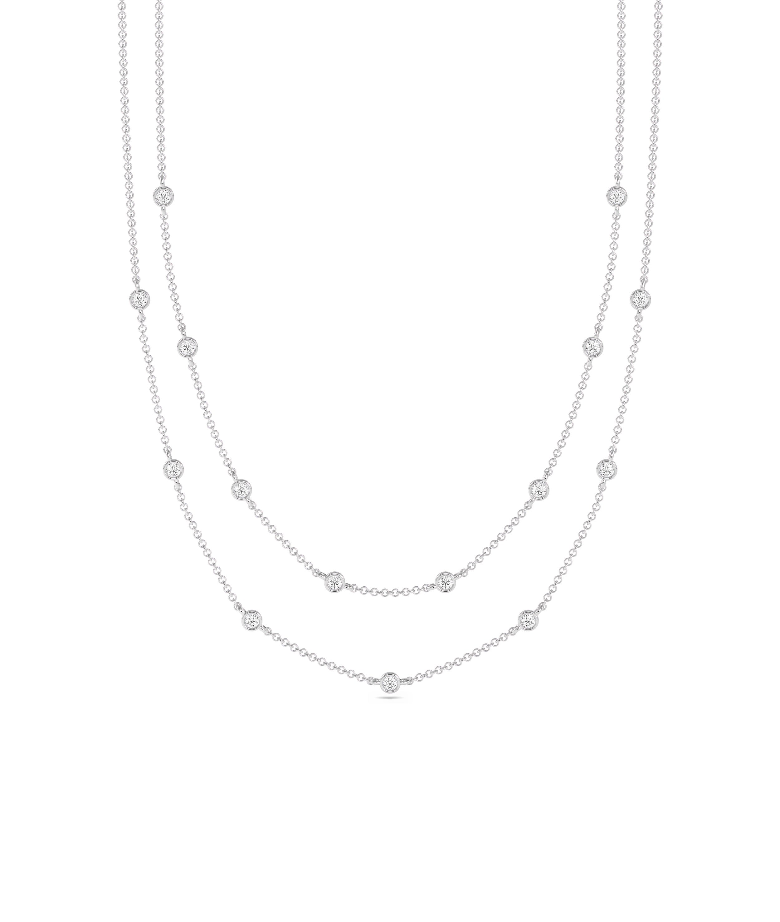 Layered Diamond Bezel Station Necklace