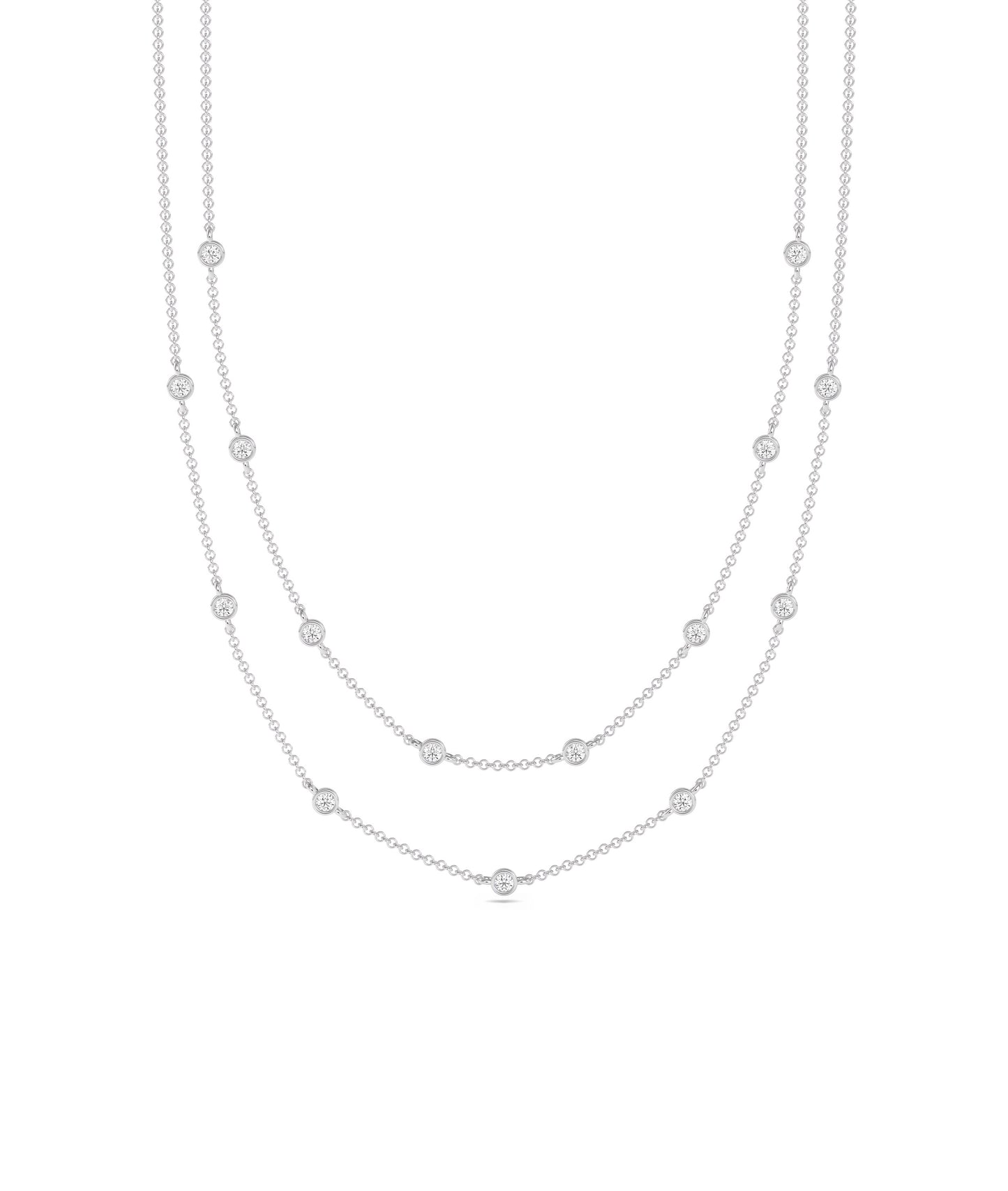 Layered Diamond Bezel Station Necklace