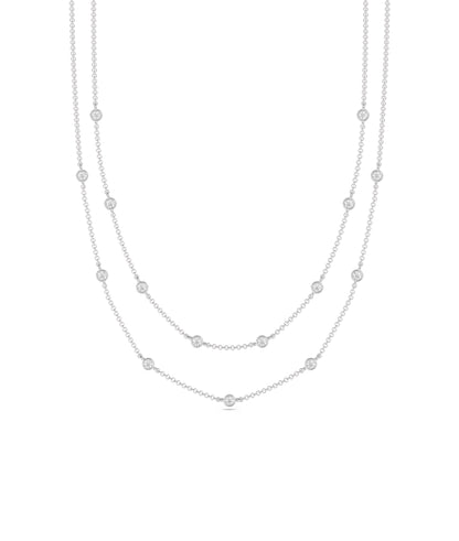 Layered Diamond Bezel Station Necklace