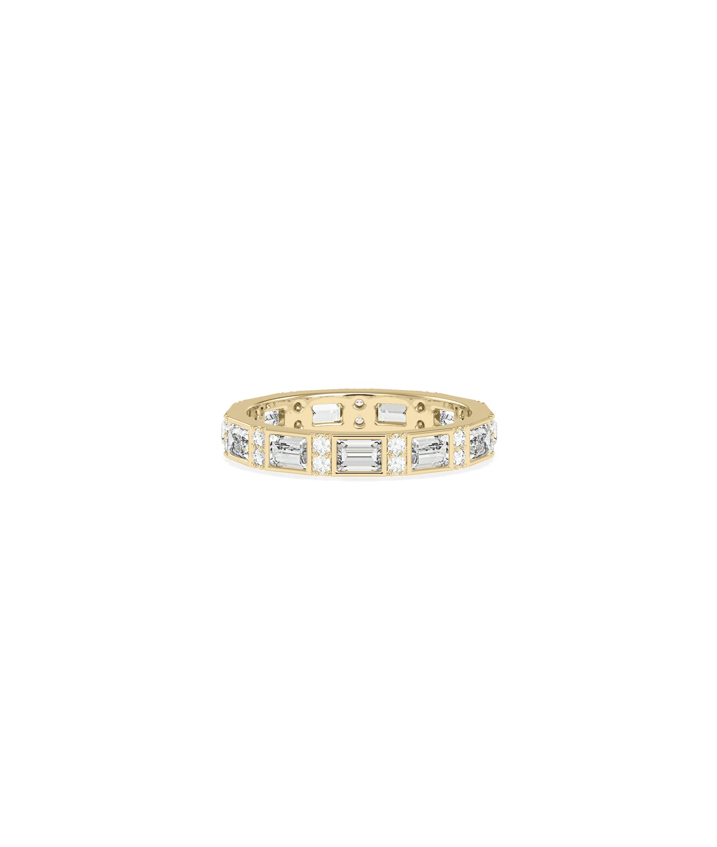 Diamond Baguette and Round Station Eternity Band Ring | Diamond Band Rings