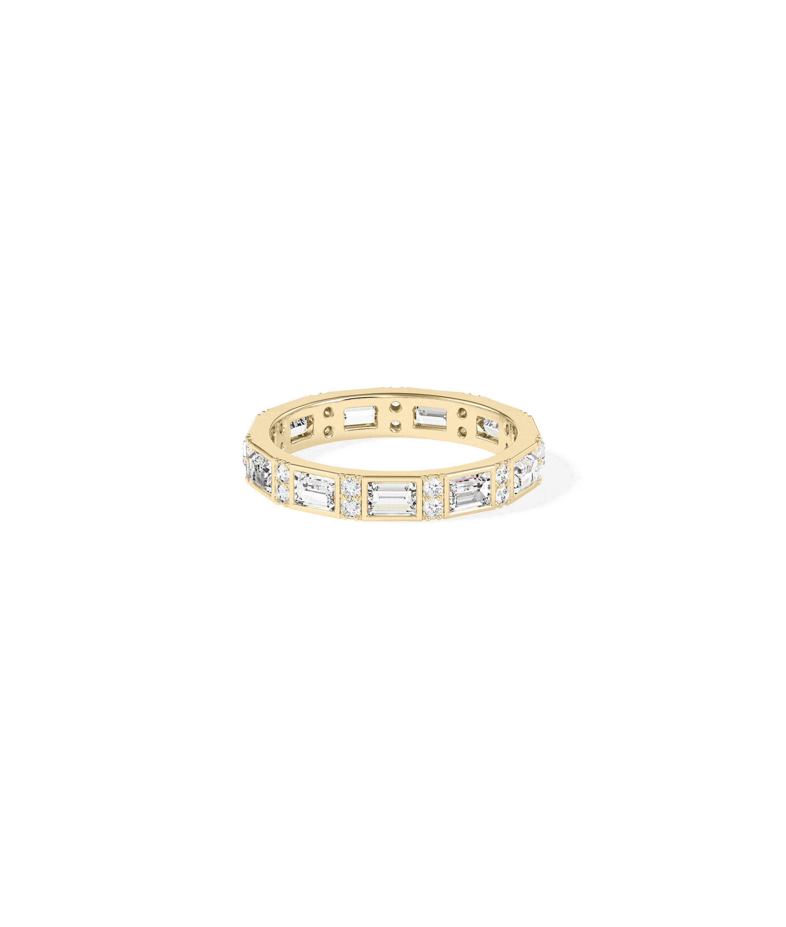 Diamond Baguette and Round Station Eternity Band Ring | Diamond Band Rings