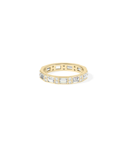 Diamond Baguette and Round Station Eternity Band Ring | Diamond Band Rings