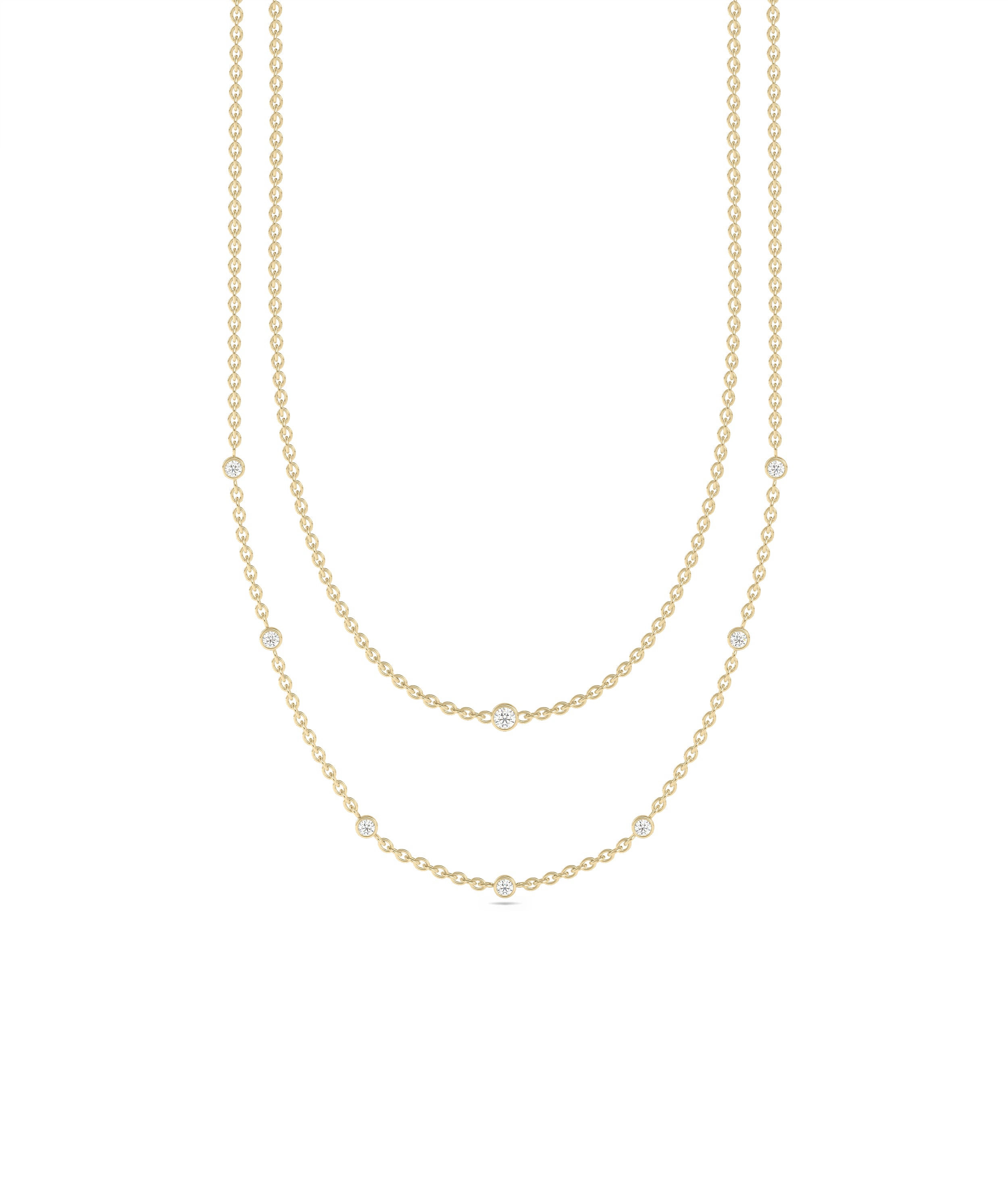 Layered Diamond Bezel Station Necklace