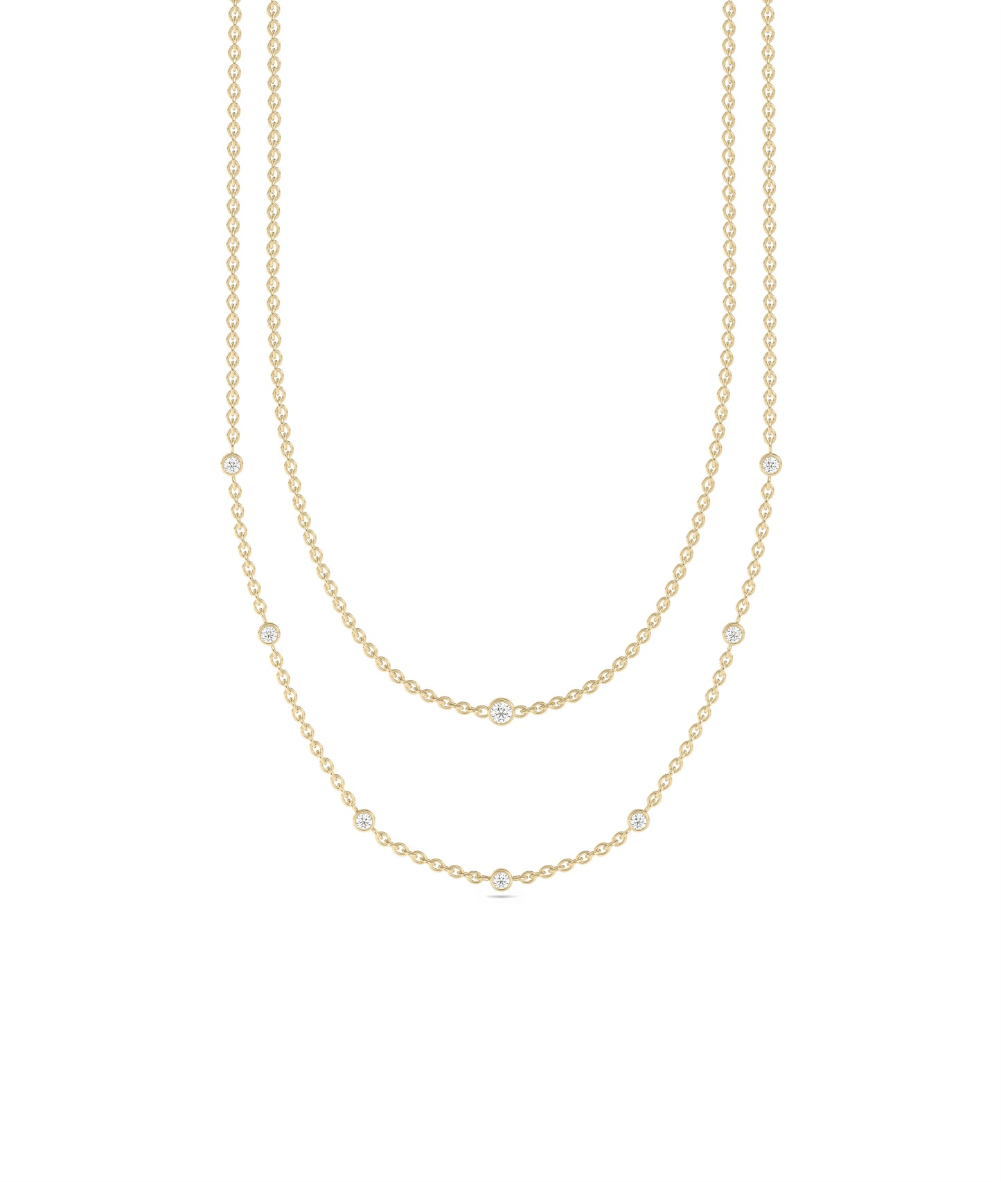 Layered Diamond Bezel Station Necklace