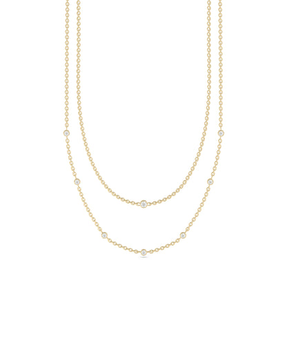 Layered Diamond Bezel Station Necklace