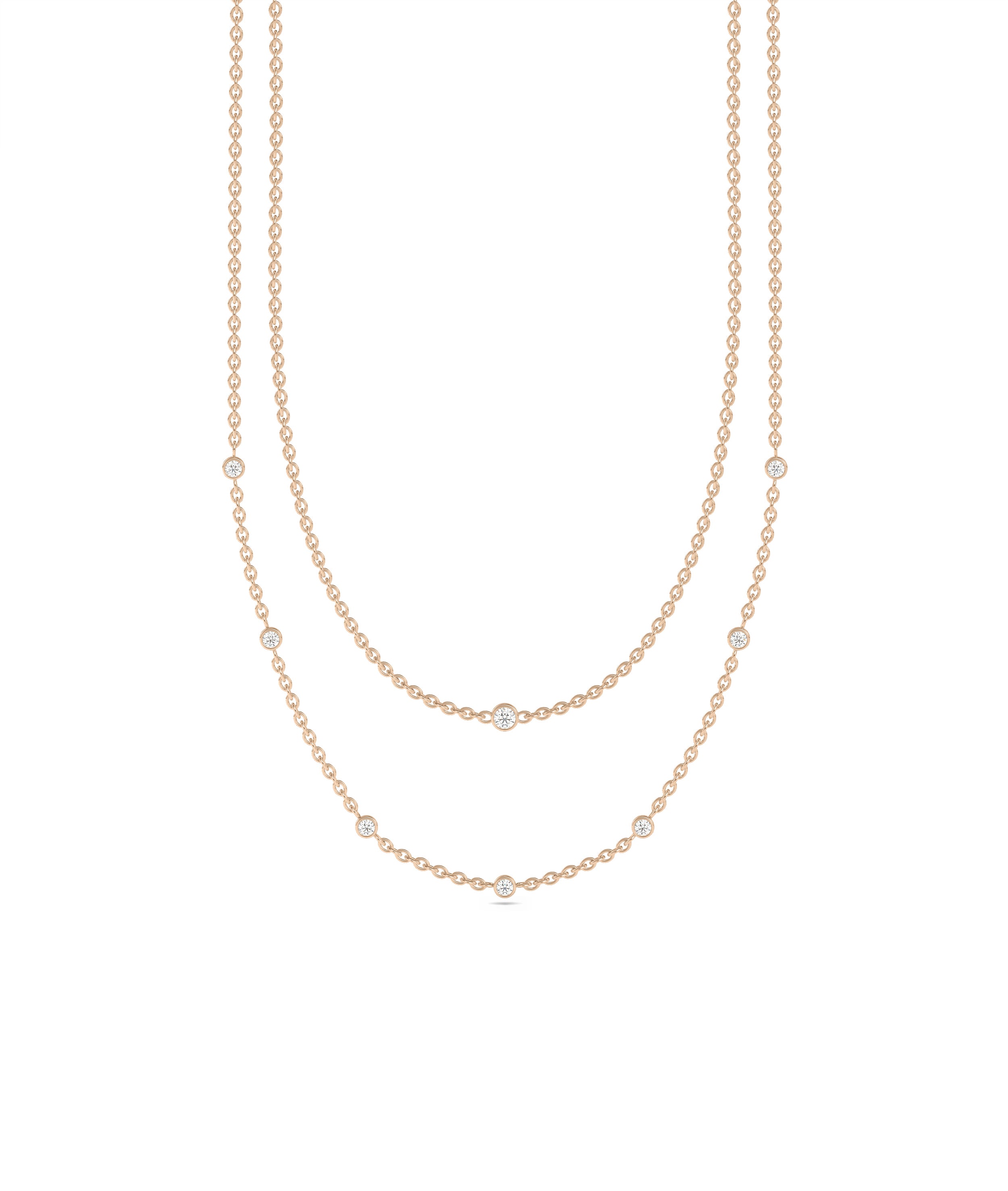 Layered Diamond Bezel Station Necklace