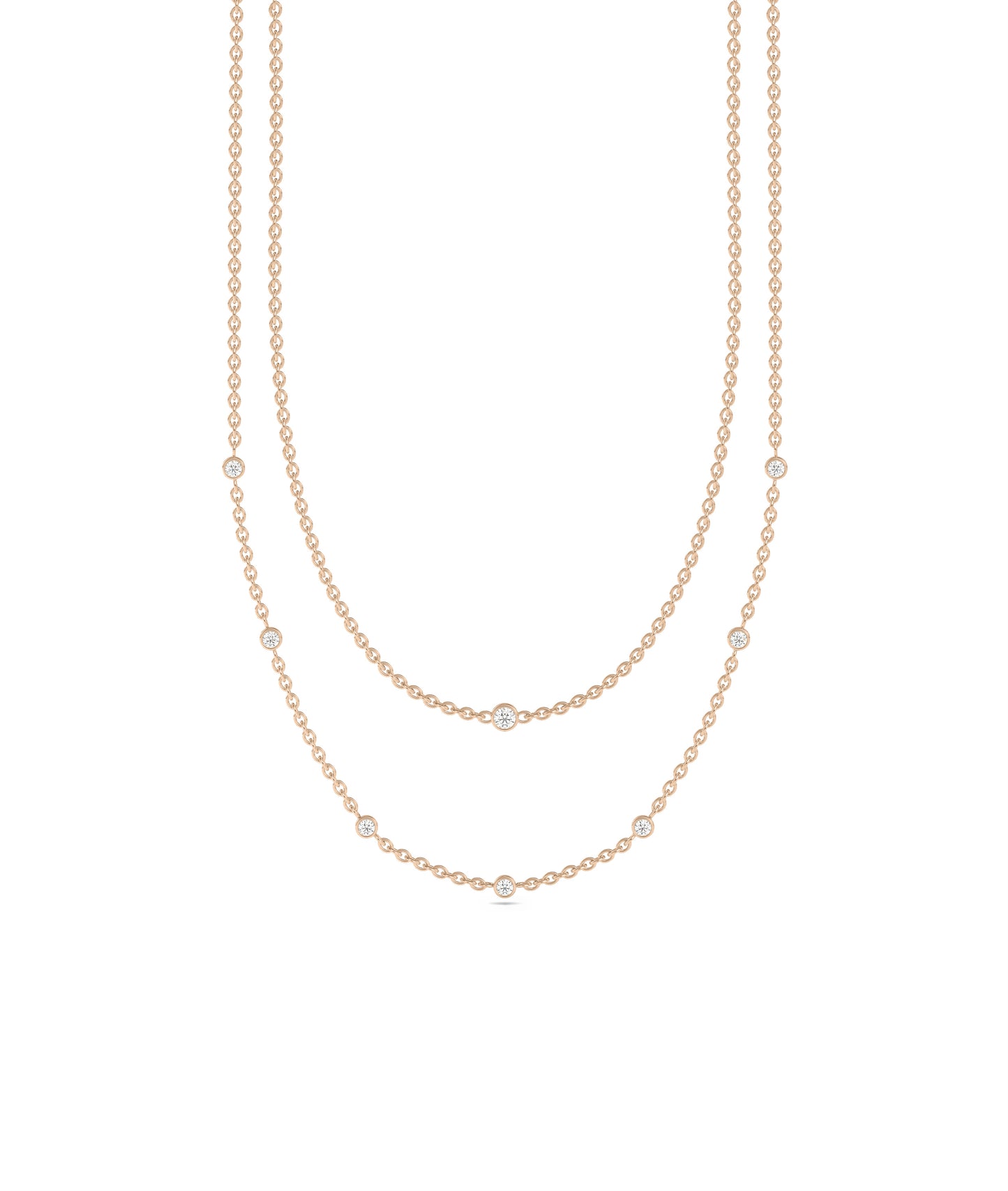 Layered Diamond Bezel Station Necklace