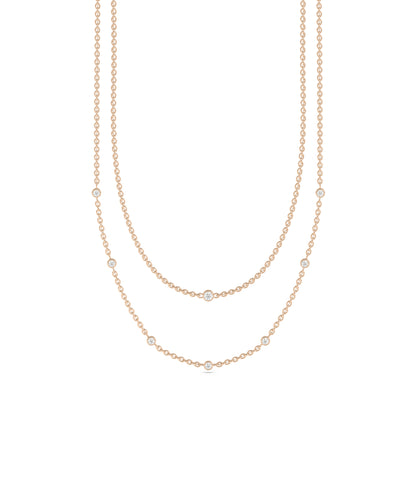 Layered Diamond Bezel Station Necklace