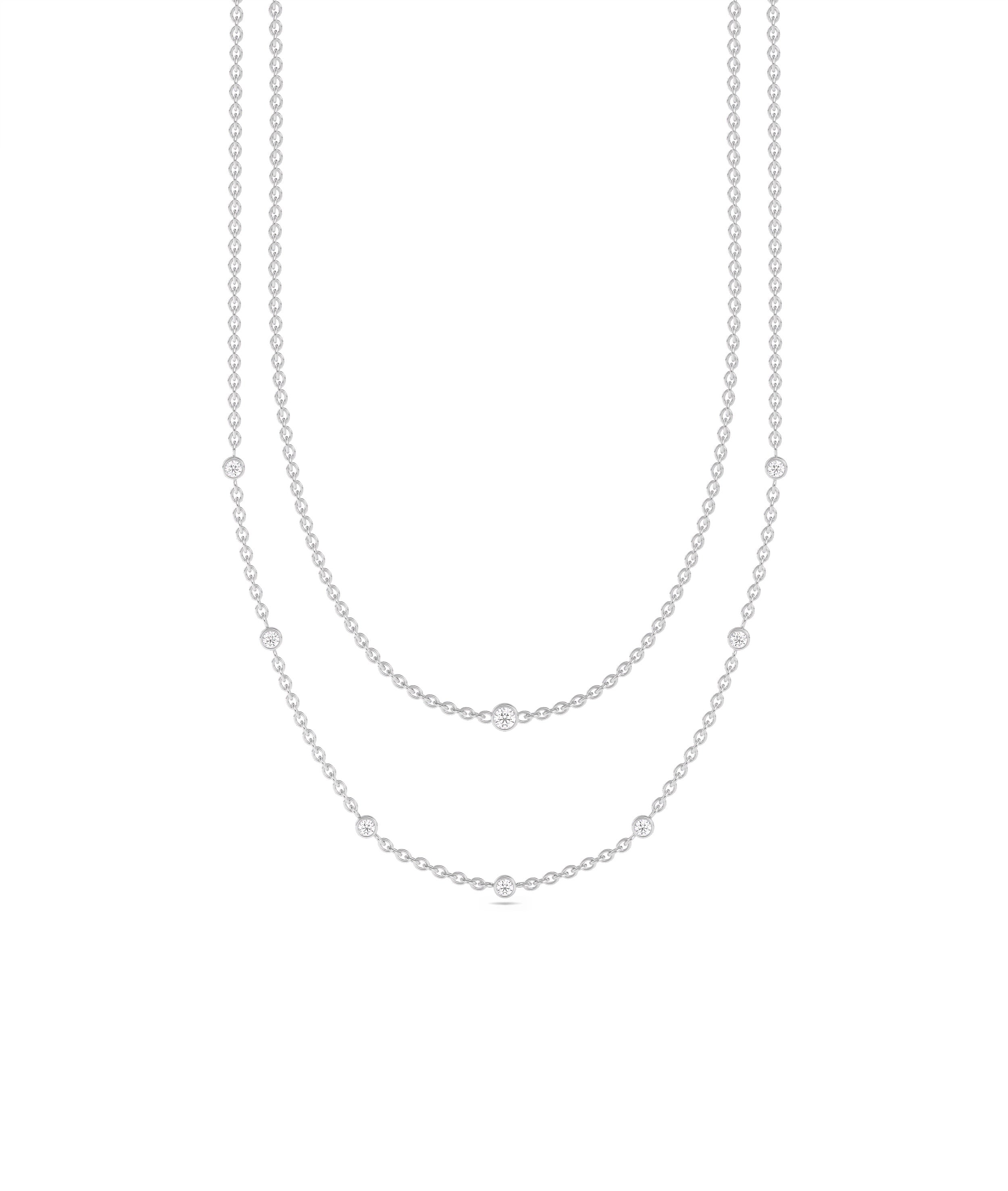 Layered Diamond Bezel Station Necklace