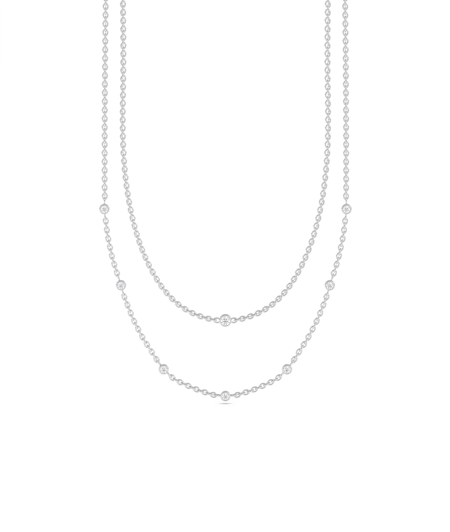 Layered Diamond Bezel Station Necklace