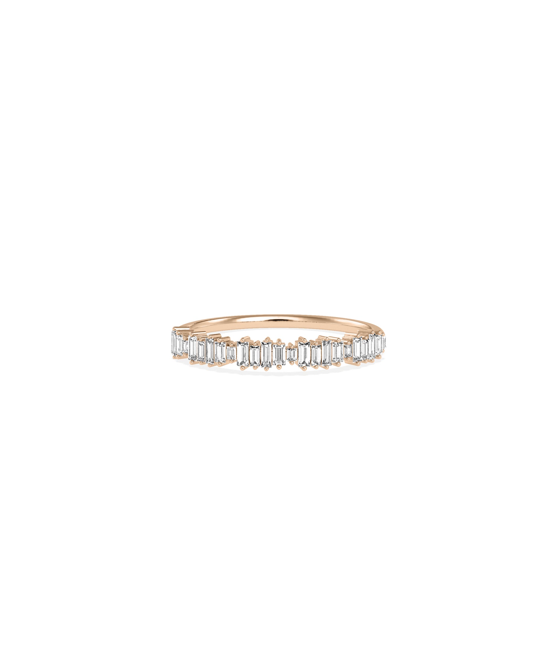 Diamond Baguette Line Band Ring I Elegant 14k Gold Diamond Band Ring