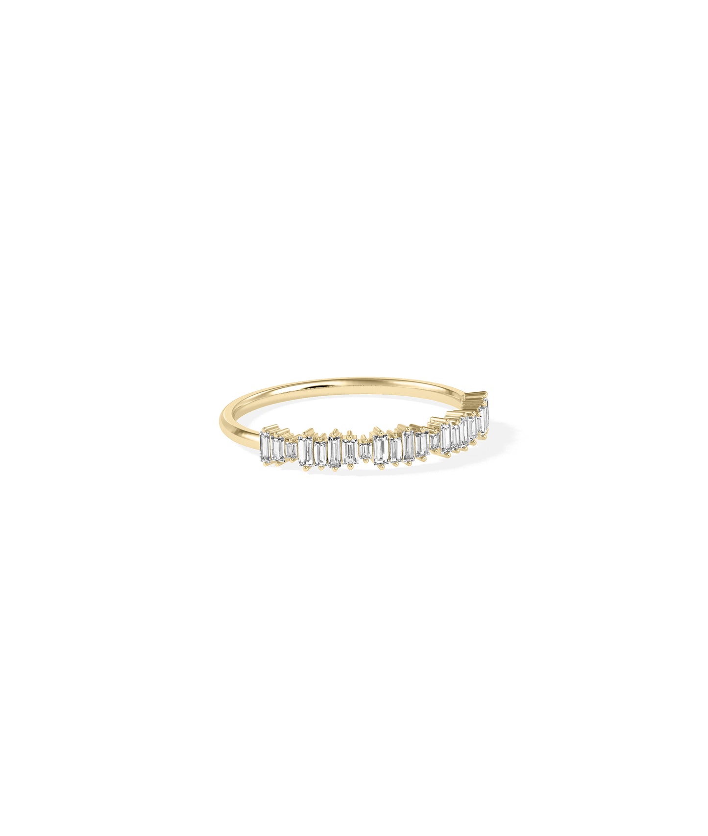 Diamond Baguette Line Band Ring I Elegant 14k Gold Diamond Band Ring