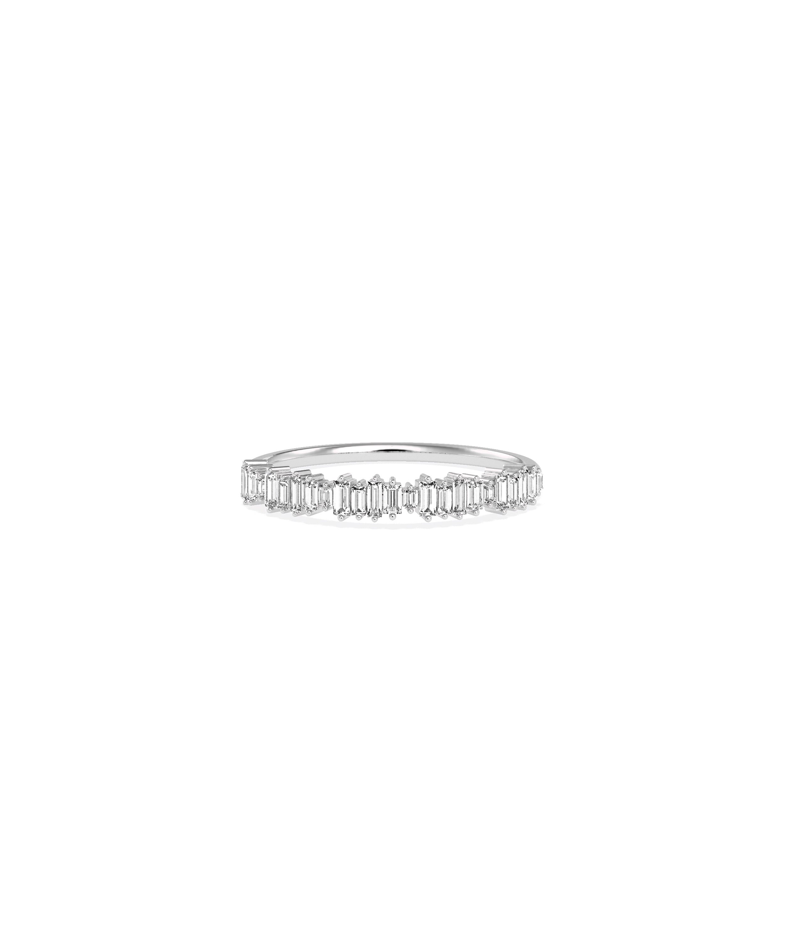 Diamond Baguette Line Band Ring I Elegant 14k Gold Diamond Band Ring