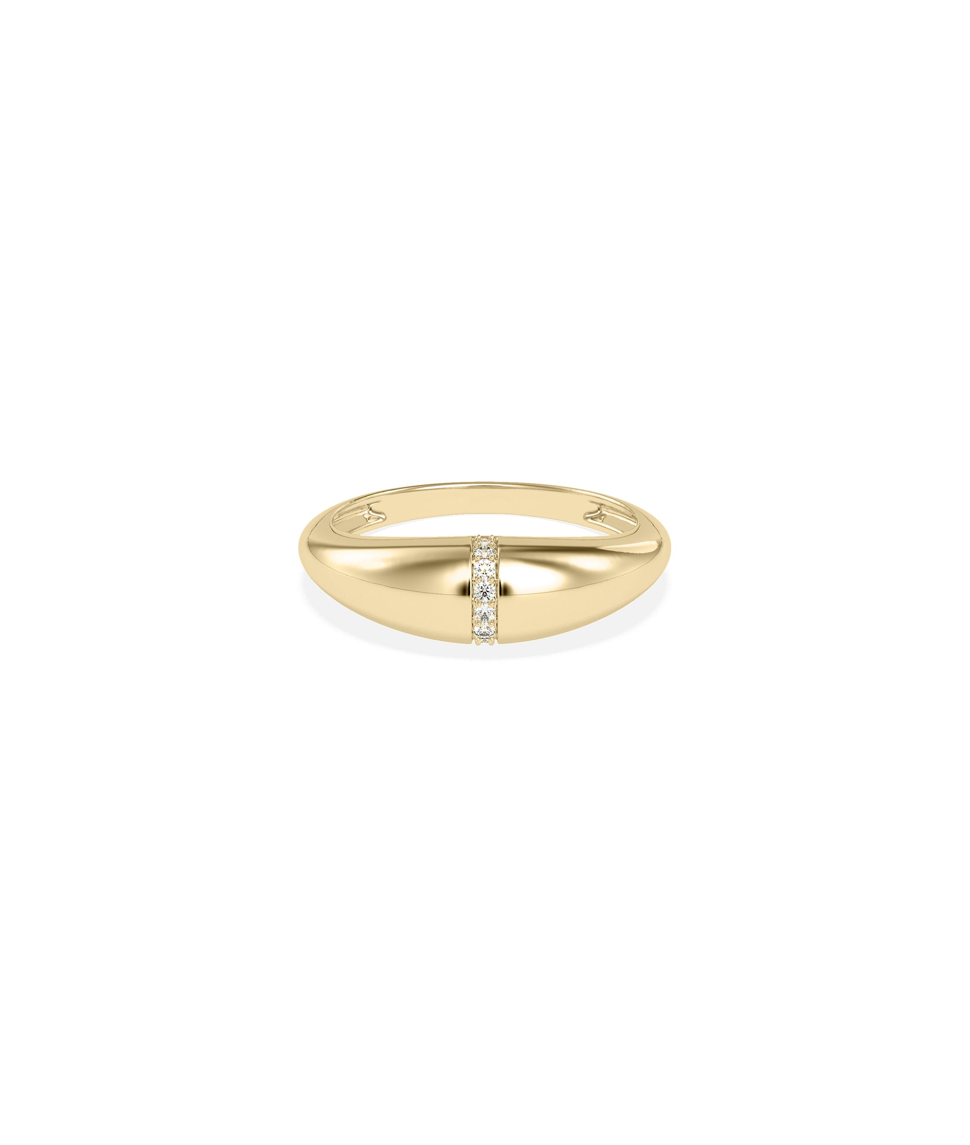 Diamond Line Dome Band Ring | Elegant 14k Gold Engagement Ring