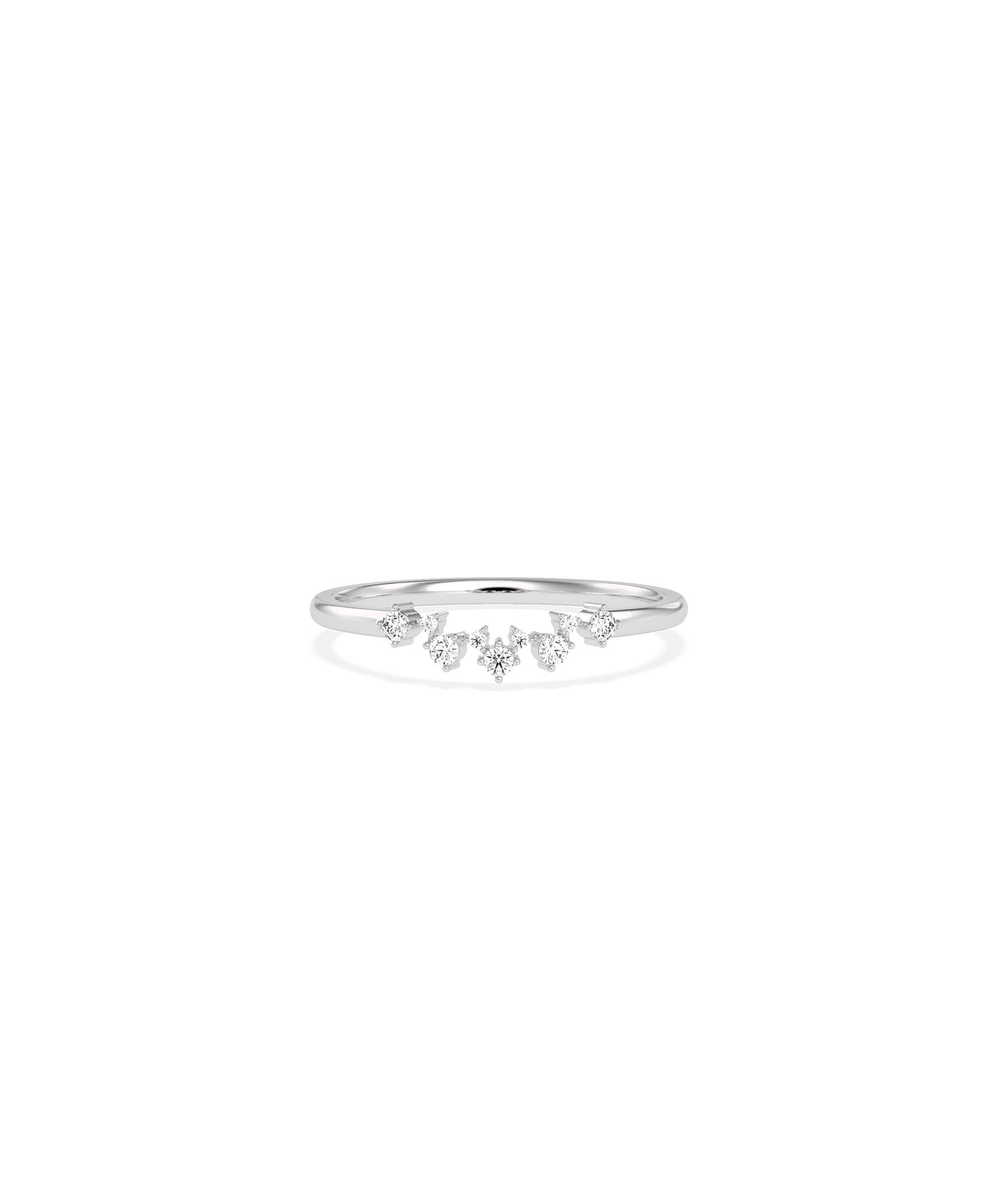 Curved Diamond Band Ring - Elegant Diamond Band Ring 