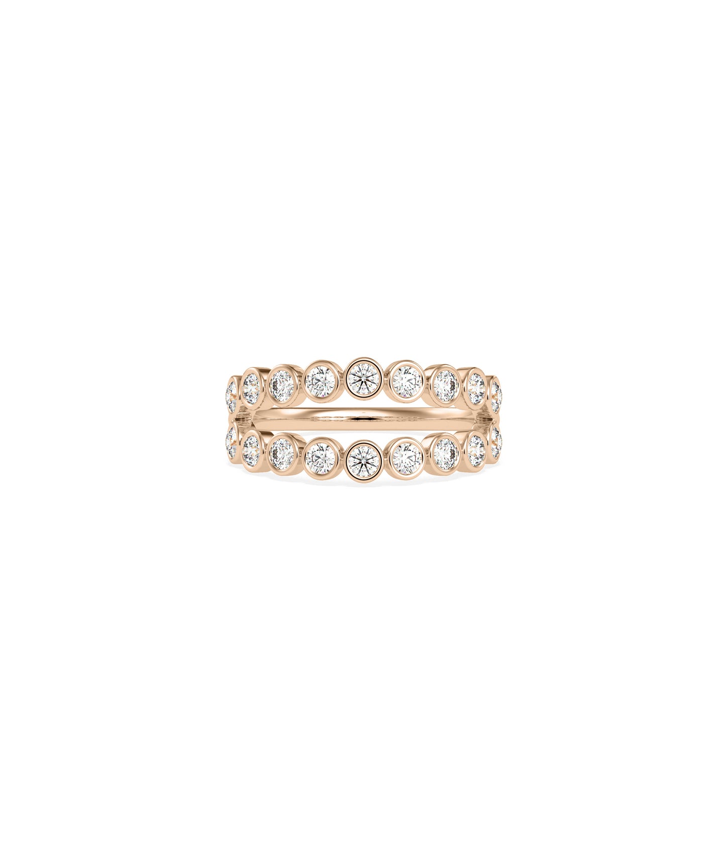 2 Row Diamond Bezel Set Ring | Everyday Jewelry