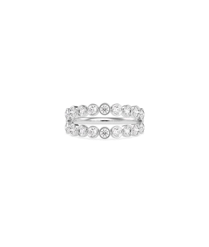 2 Row Diamond Bezel Set Ring | Everyday Jewelry