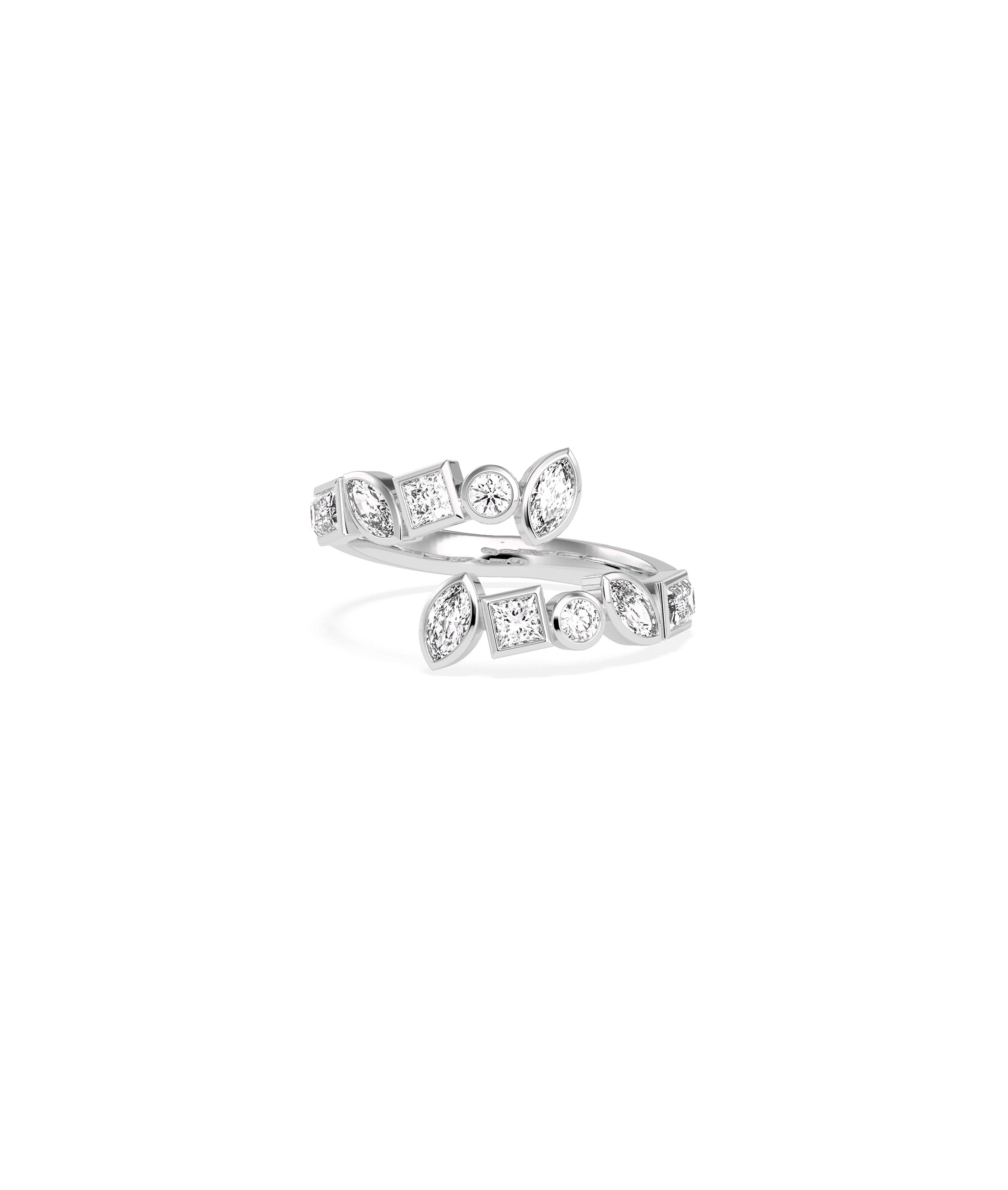 Multi Shape Bezel Bypass Ring- everyday jewelry