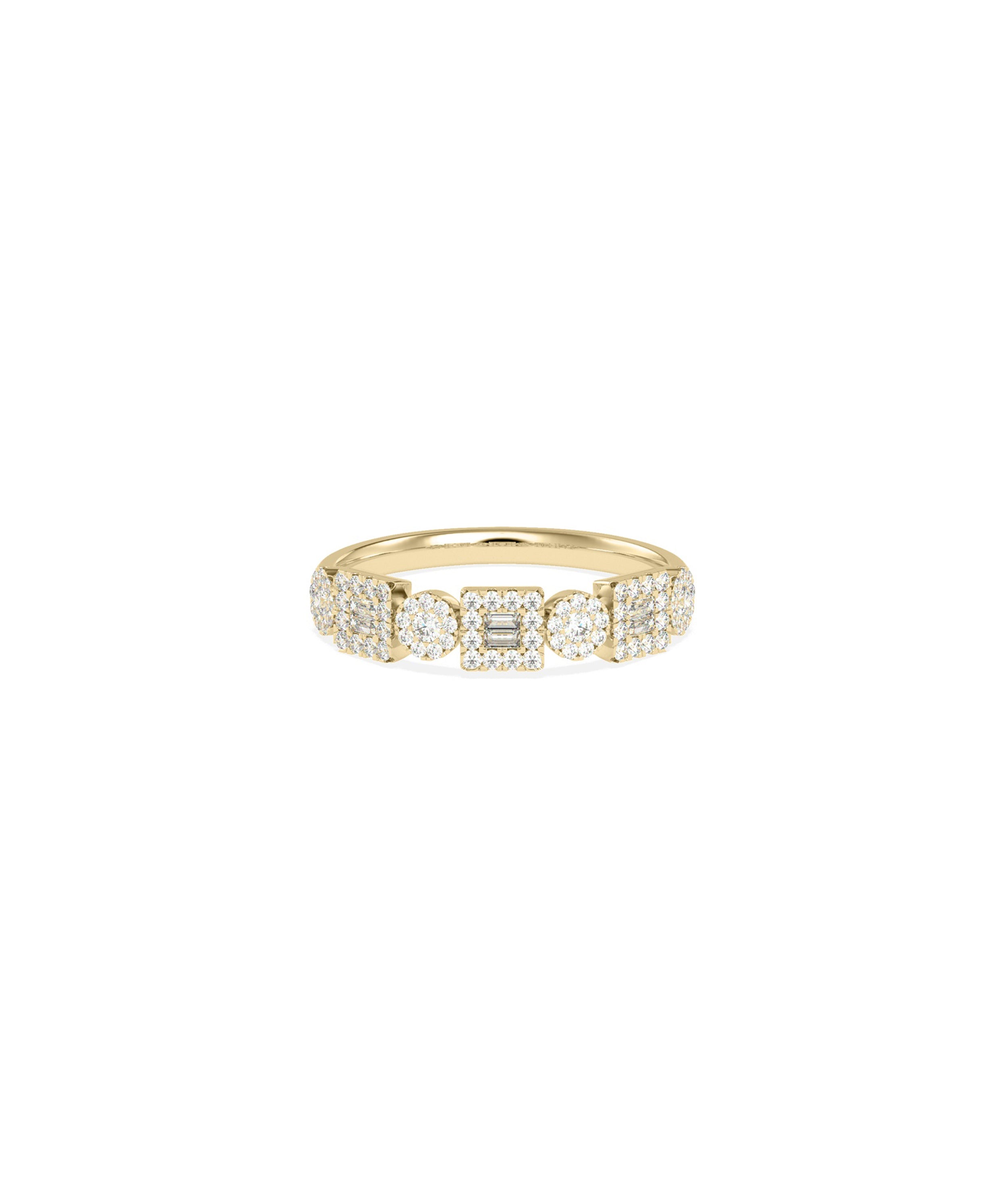 Diamond Cluster Band Ring: Round & Square Design