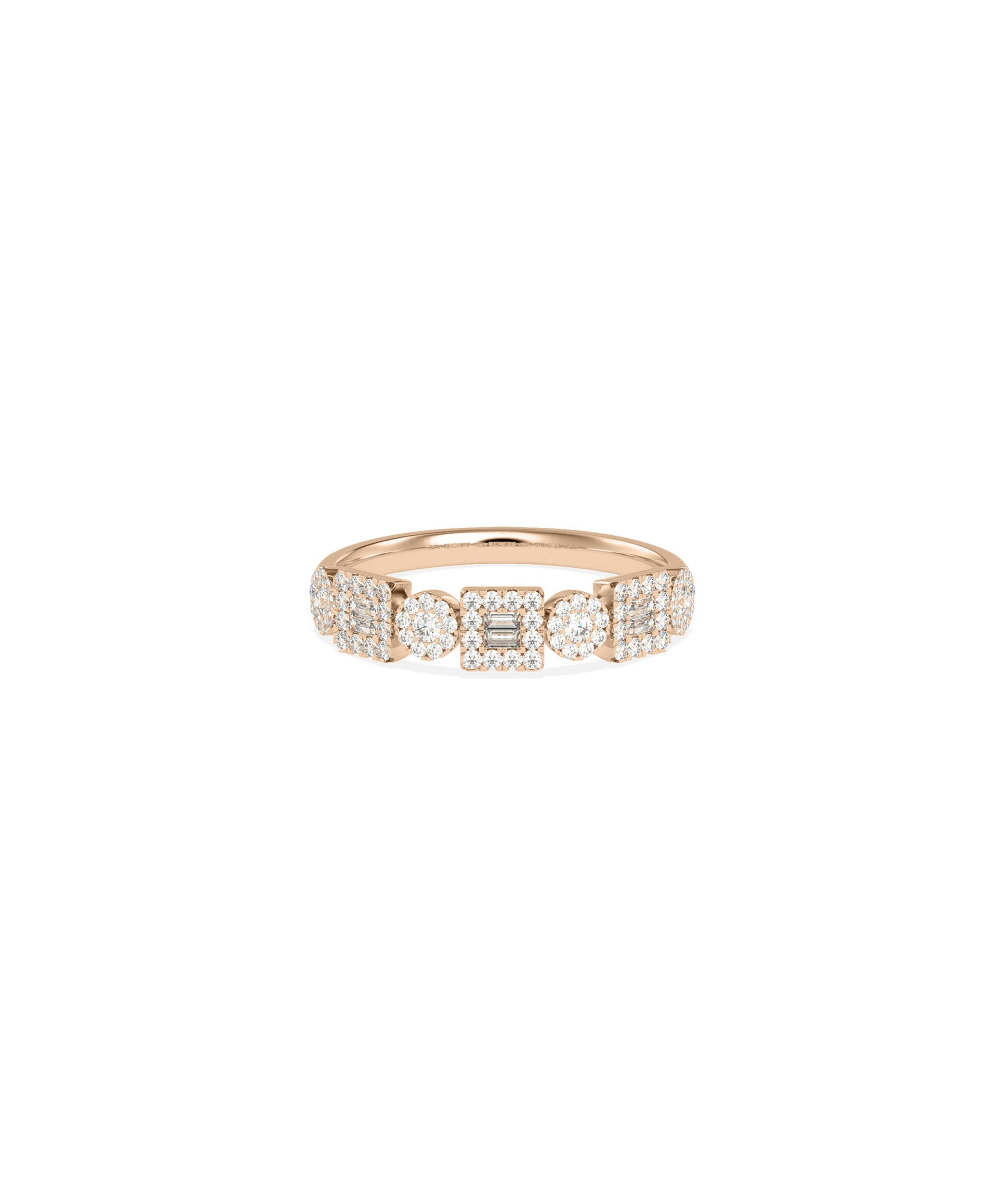 Diamond Cluster Round and Square Band Ring