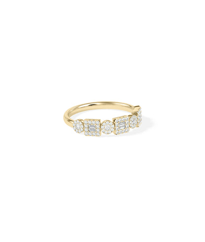 Diamond Cluster Band Ring: Round & Square Design