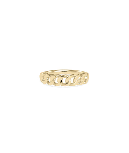 Gold Curb Link Diamond Band Ring