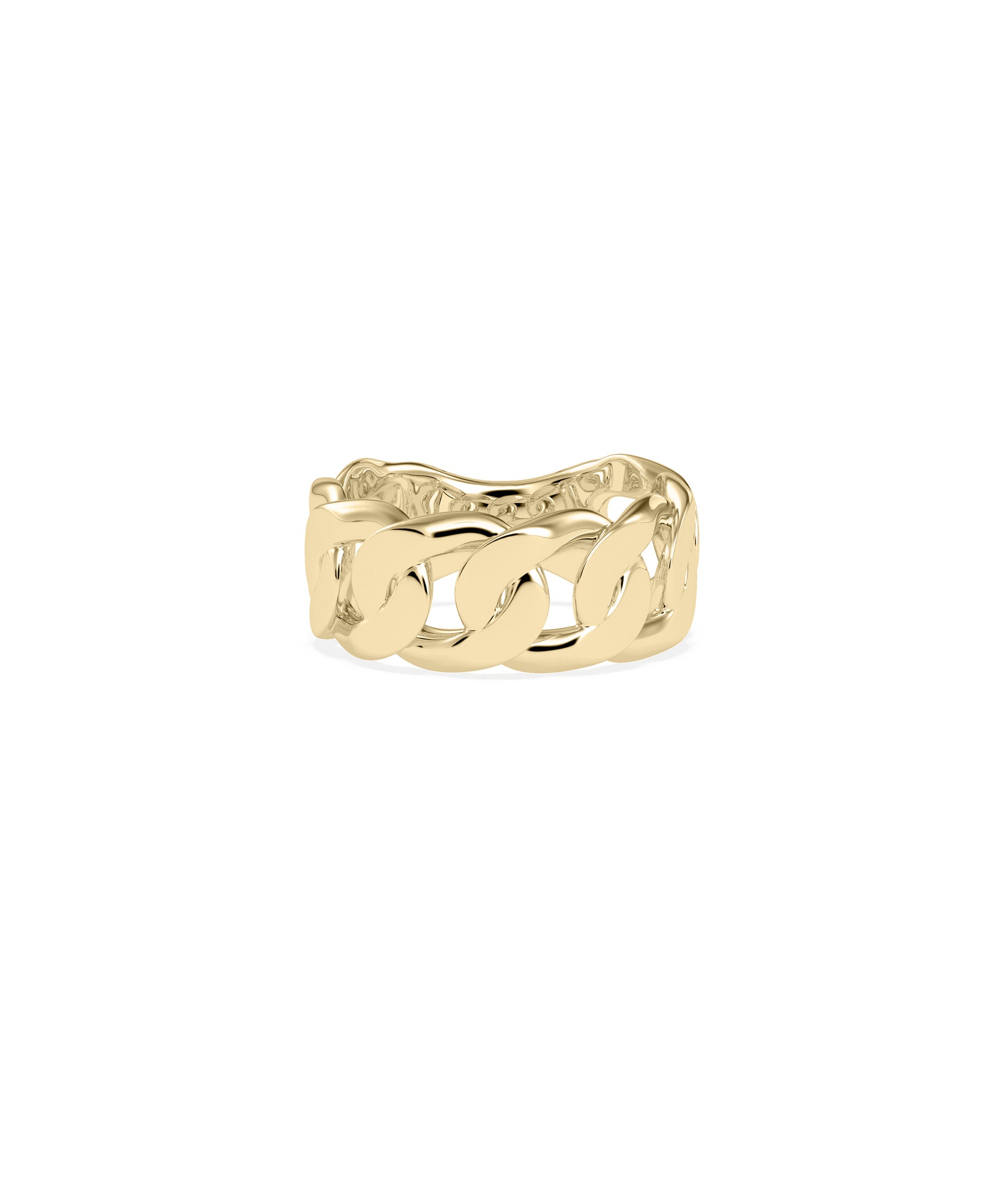 Gold Curb Link Diamond Band Ring