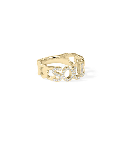 Mantra Diamond Pave Name Curb Link Ring