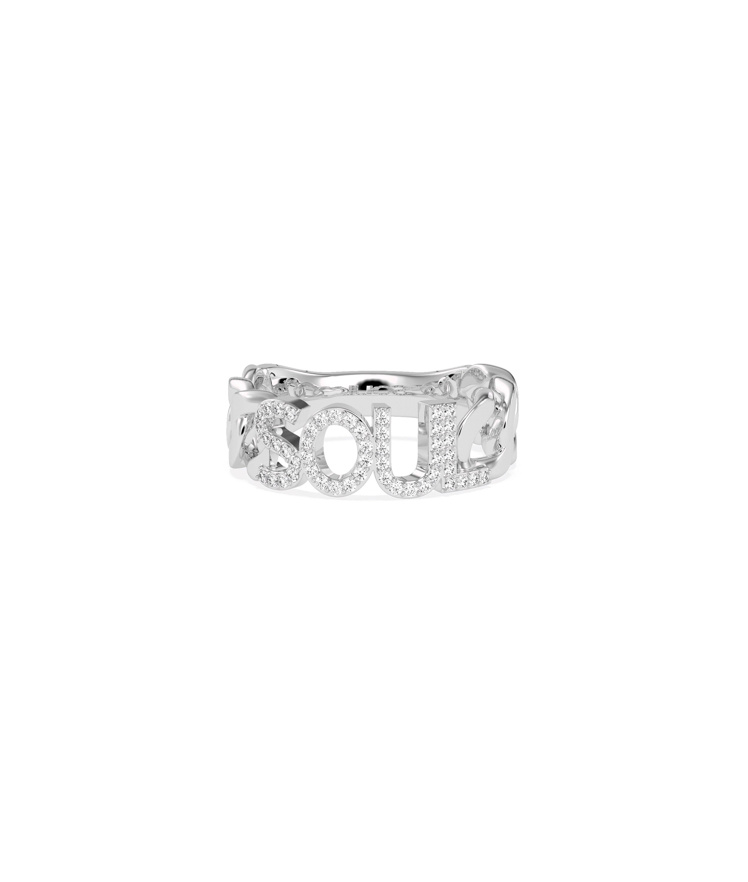 Mantra Diamond Pave Name Curb Link Ring