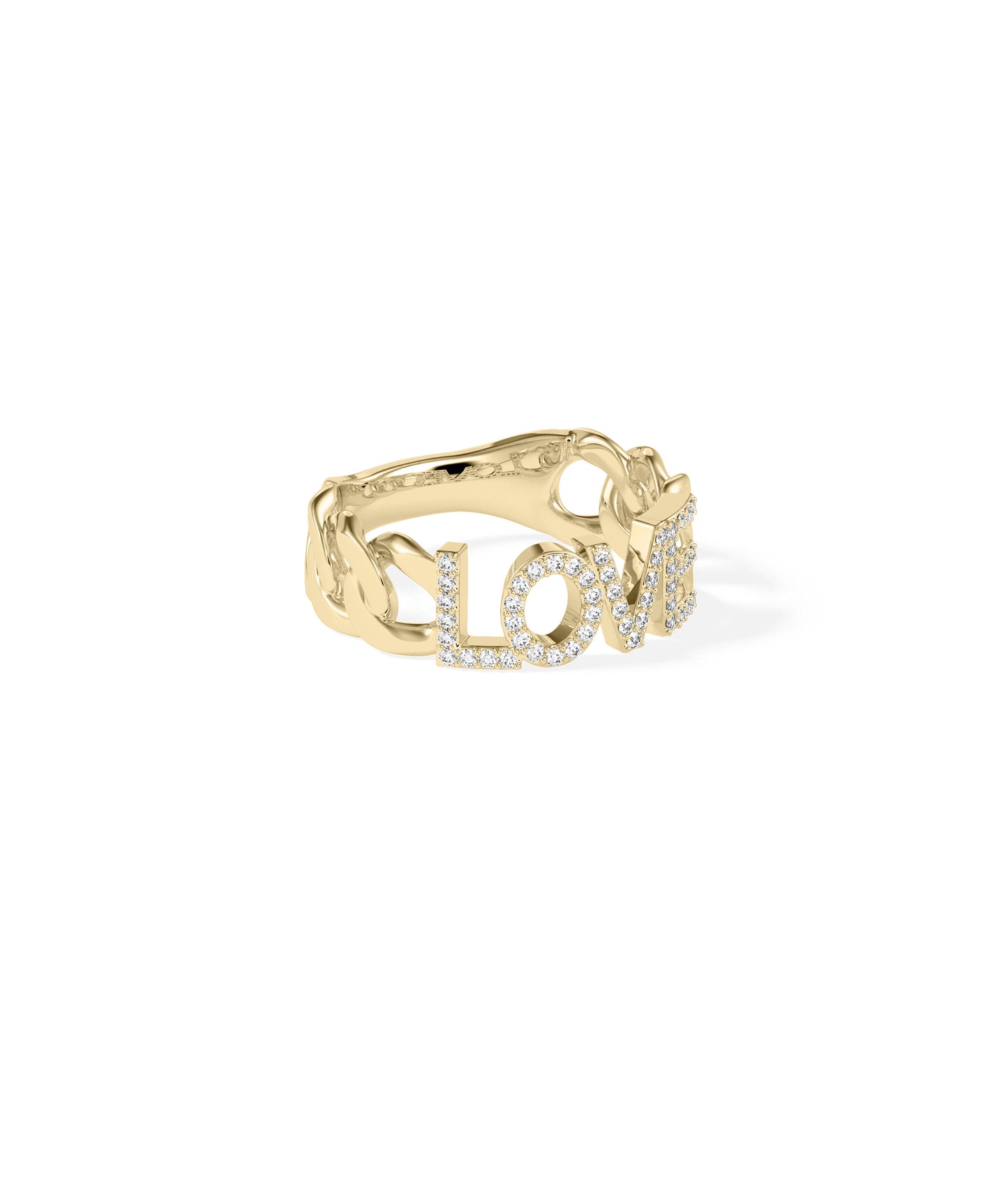 Mantra Diamond Pave Name Curb Link Ring