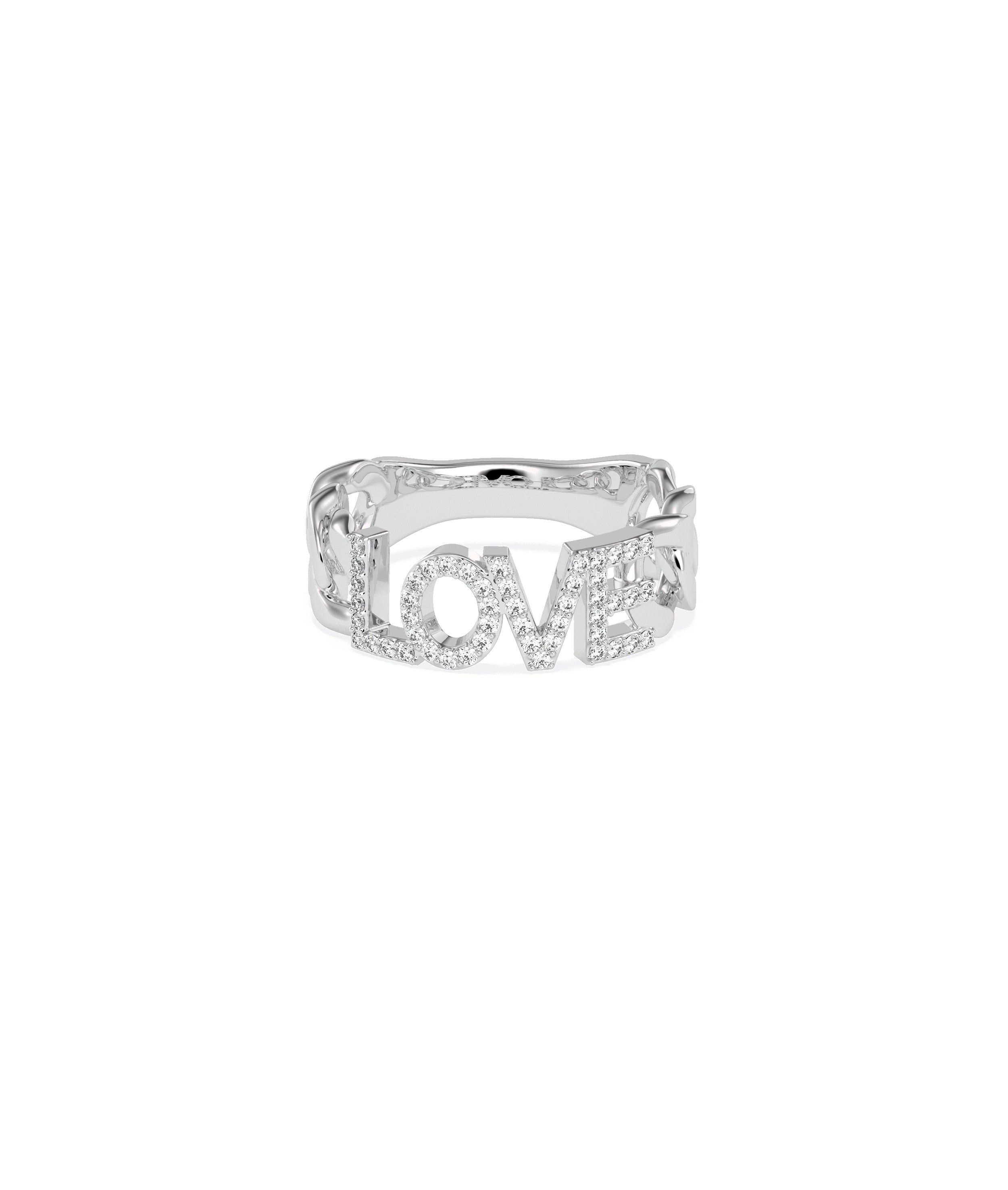 Mantra Diamond Pave Name Curb Link Ring