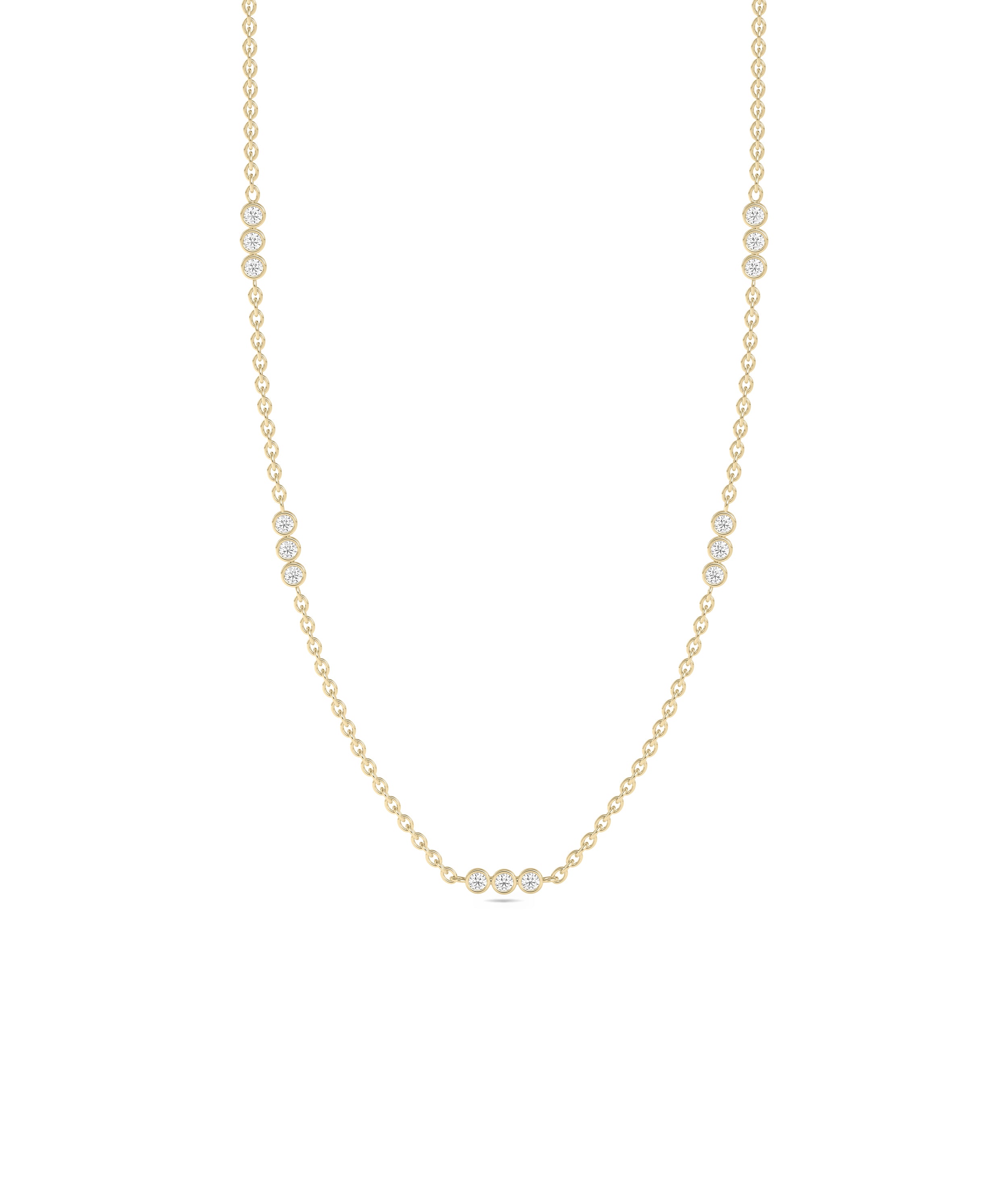 Diamond 3 Stone Bezel Station Necklace | Diamond Necklace