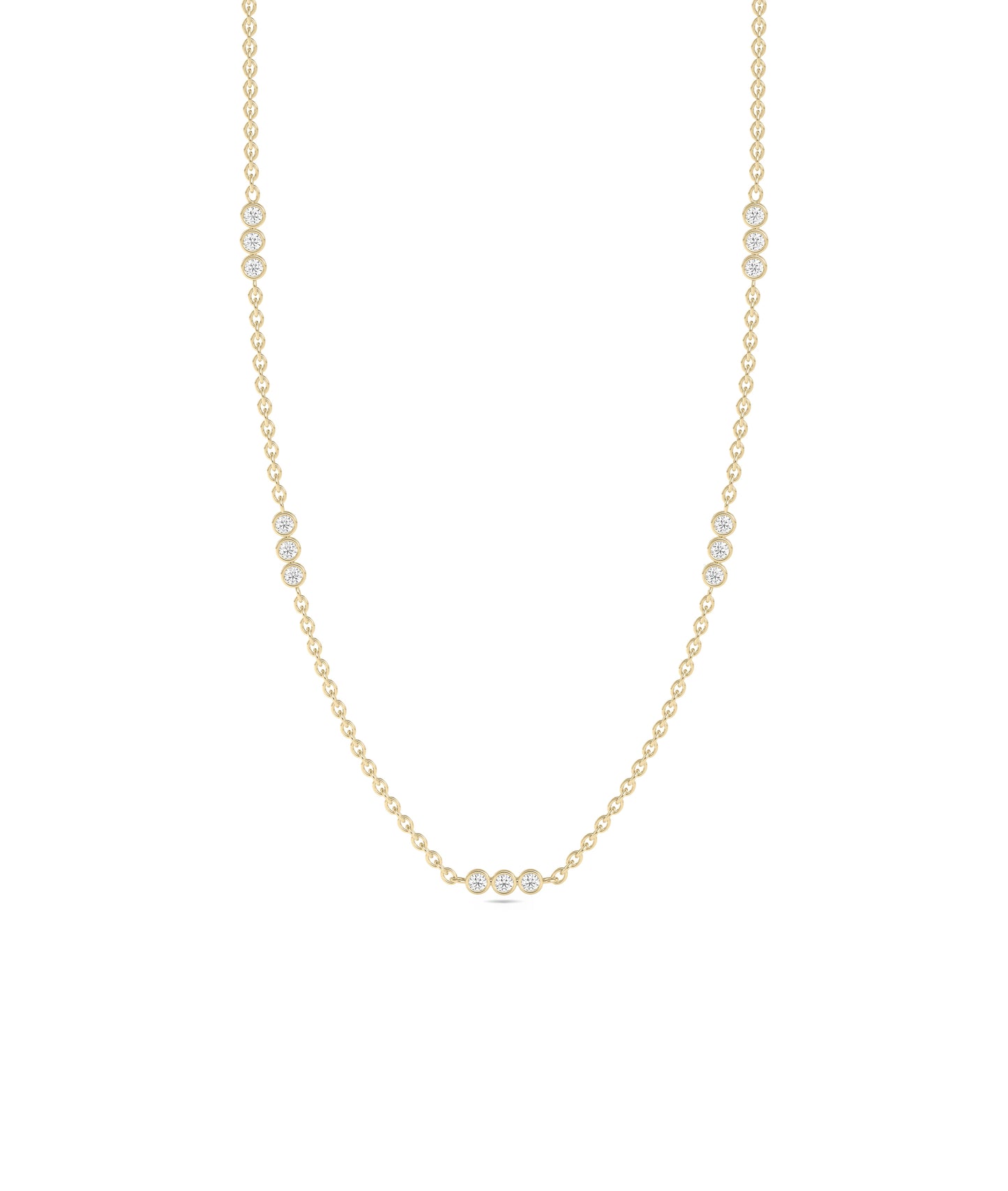 Diamond 3 Stone Bezel Station Necklace | Diamond Necklace